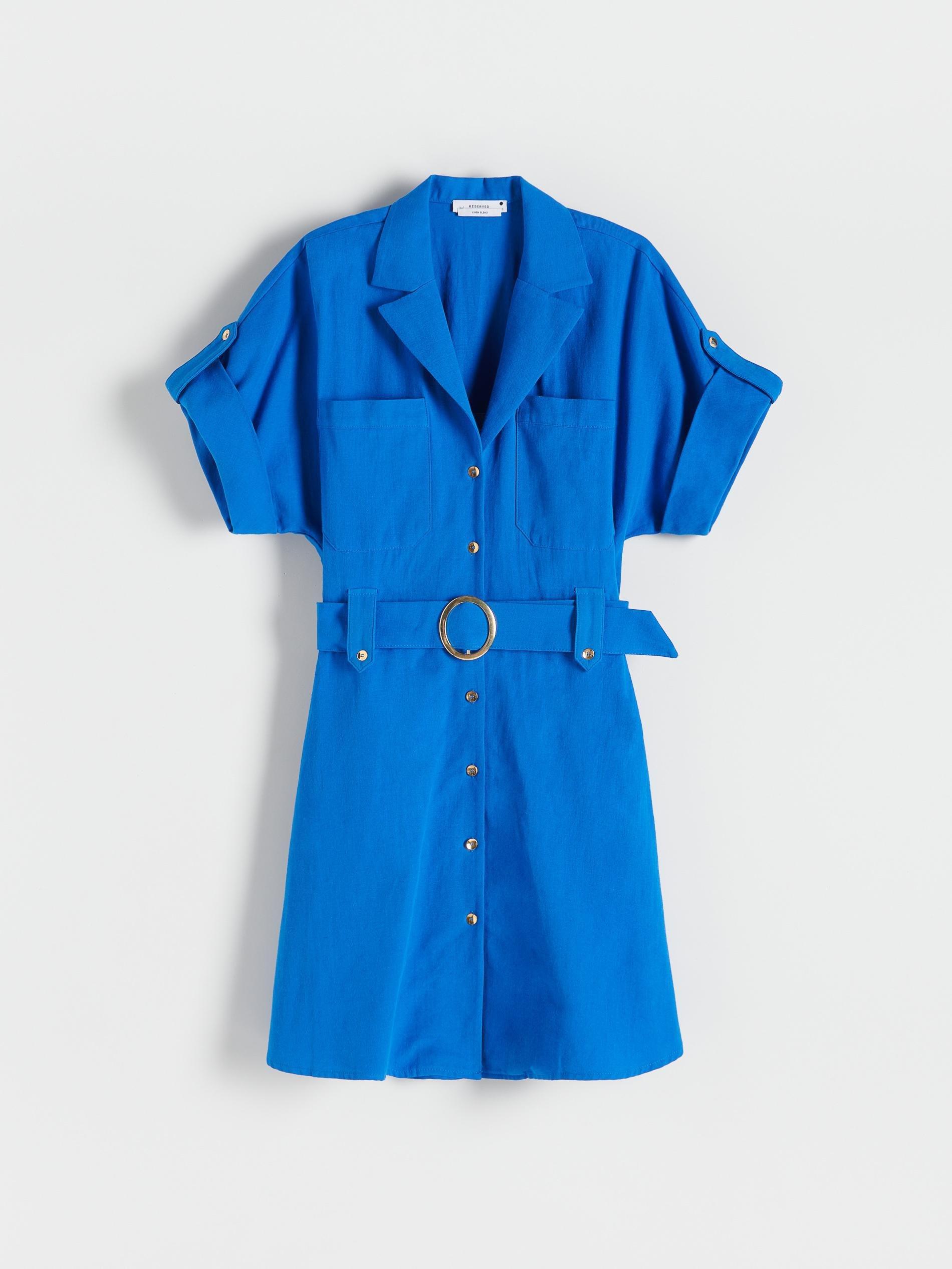 Blue Shirt Dress With Belt, , large image number 4