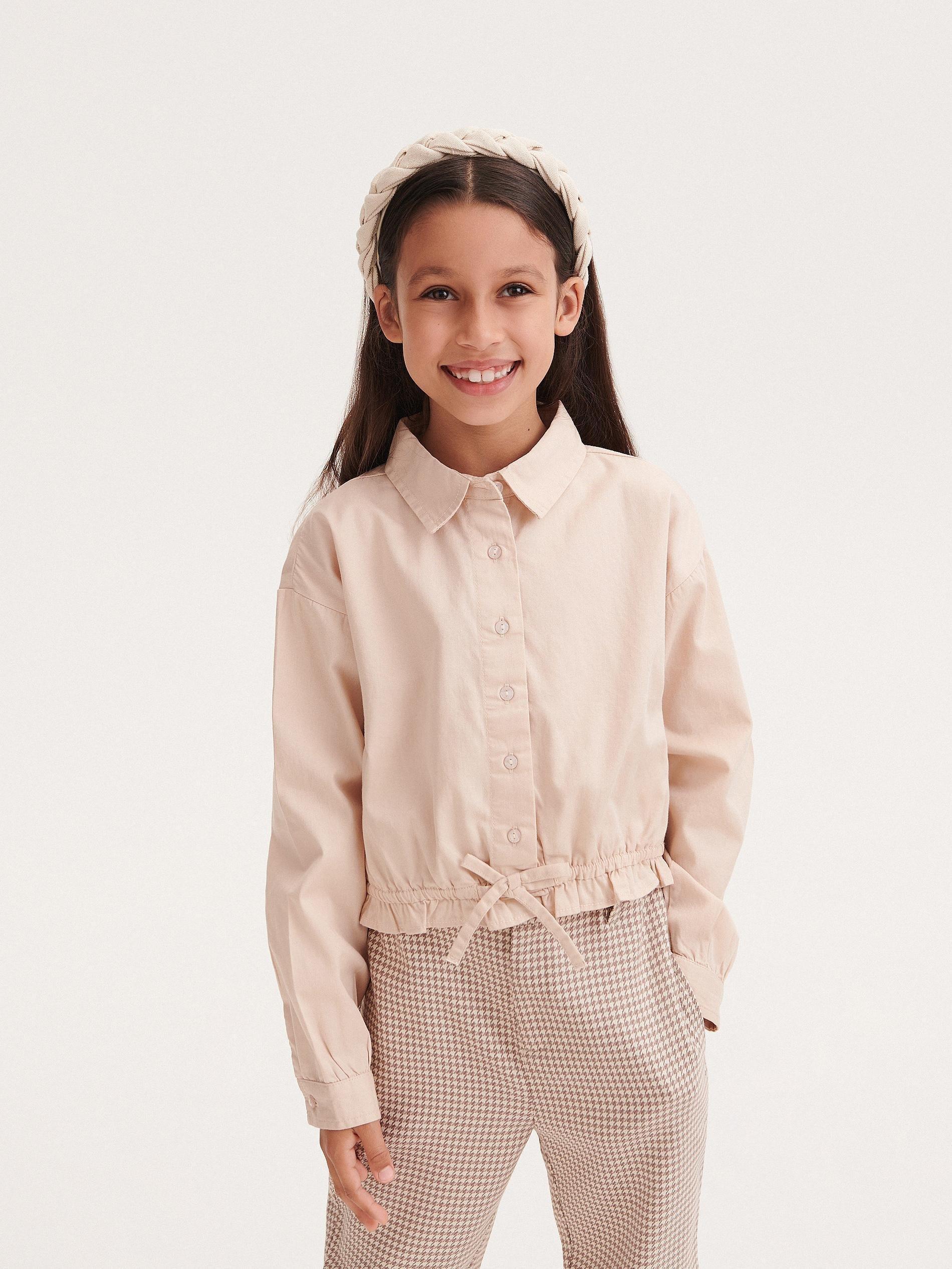 Nude T-Shirt With Bow, Kids Girls, , large image number 1