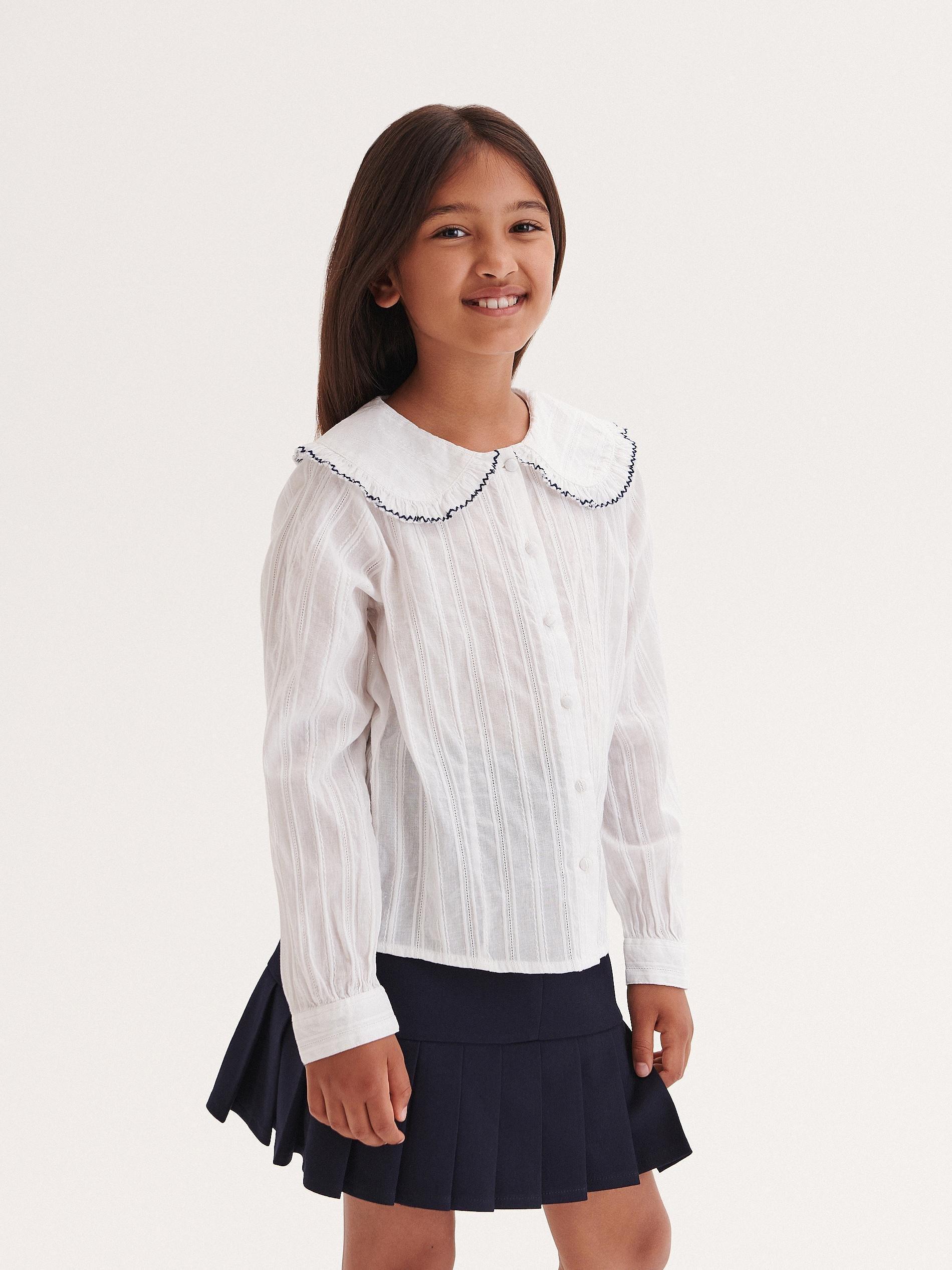 White Collar Shirt, Kids Girls, , large image number 0