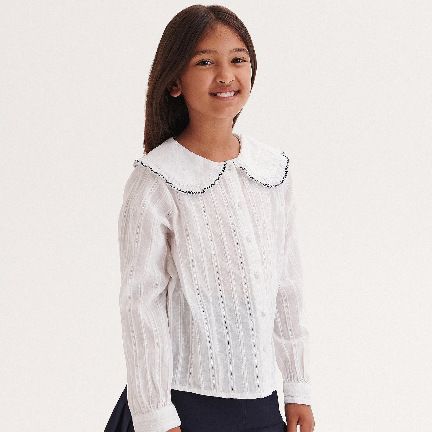 White Collar Shirt, Kids Girls, , large image number 3