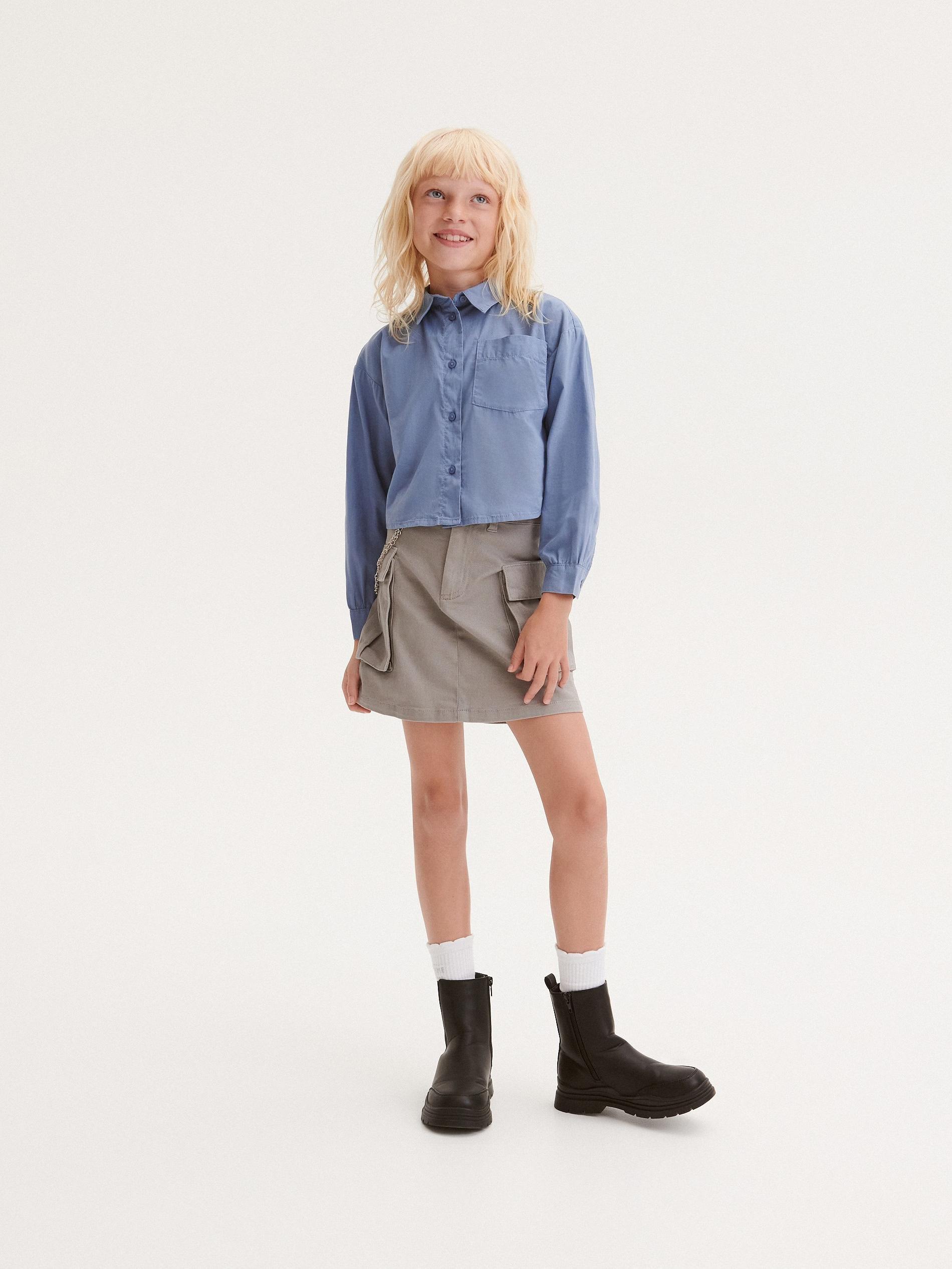 White Cotton Shirt, Kids Girls, , large image number 1