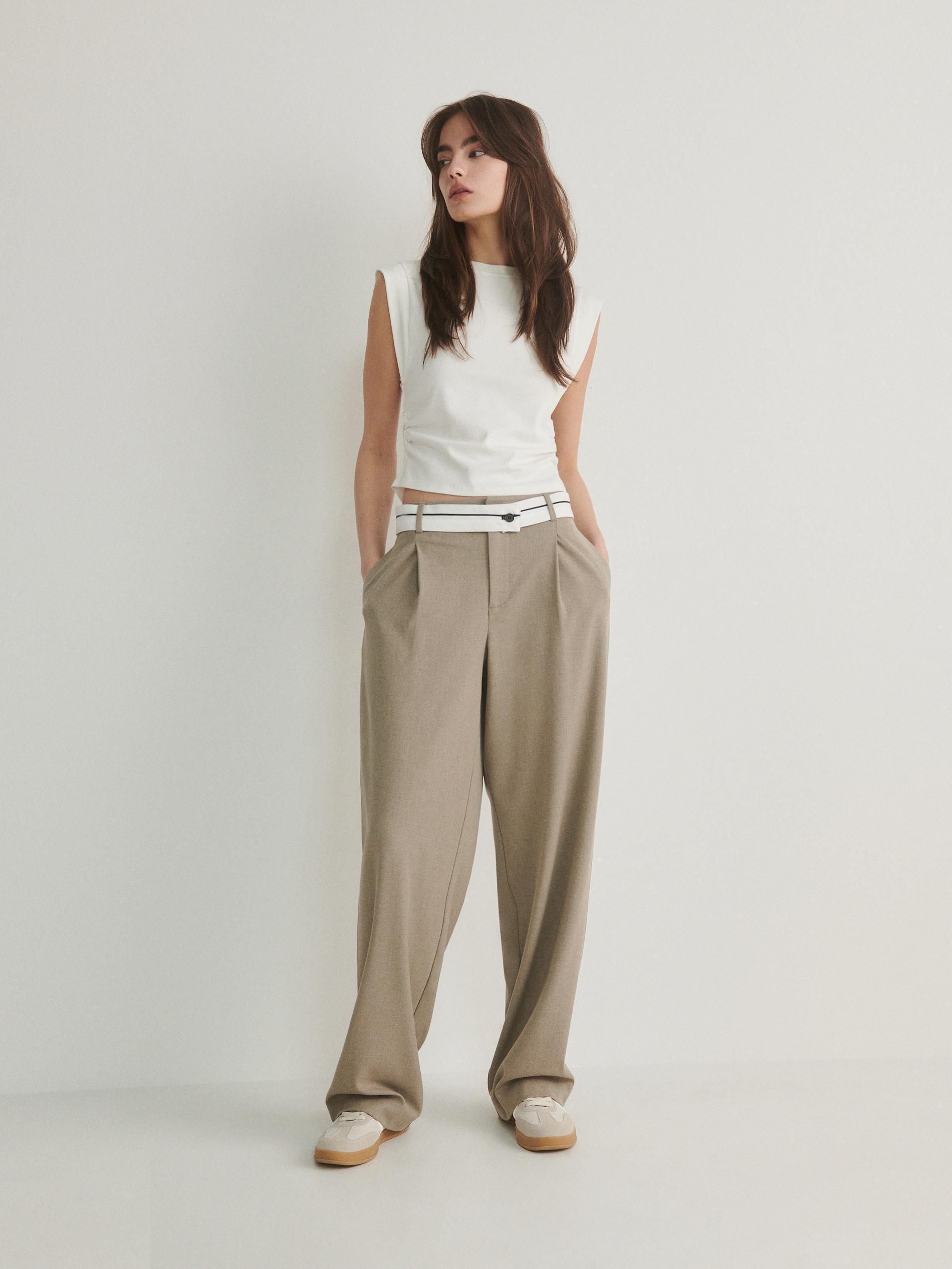 Reserved - Beige Wide Leg Trousers