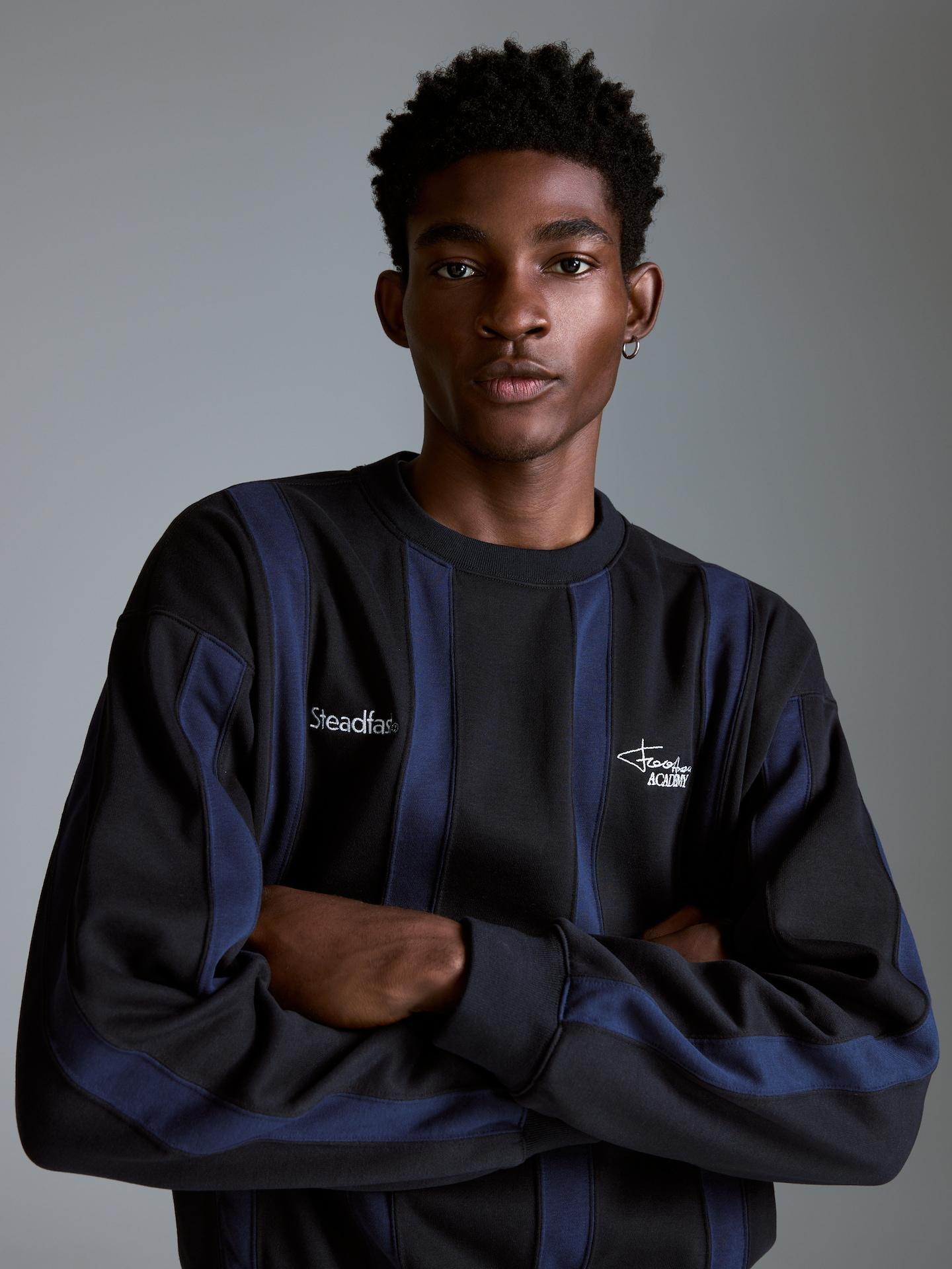 Blue Hoodie With Back Print, Navy, medium