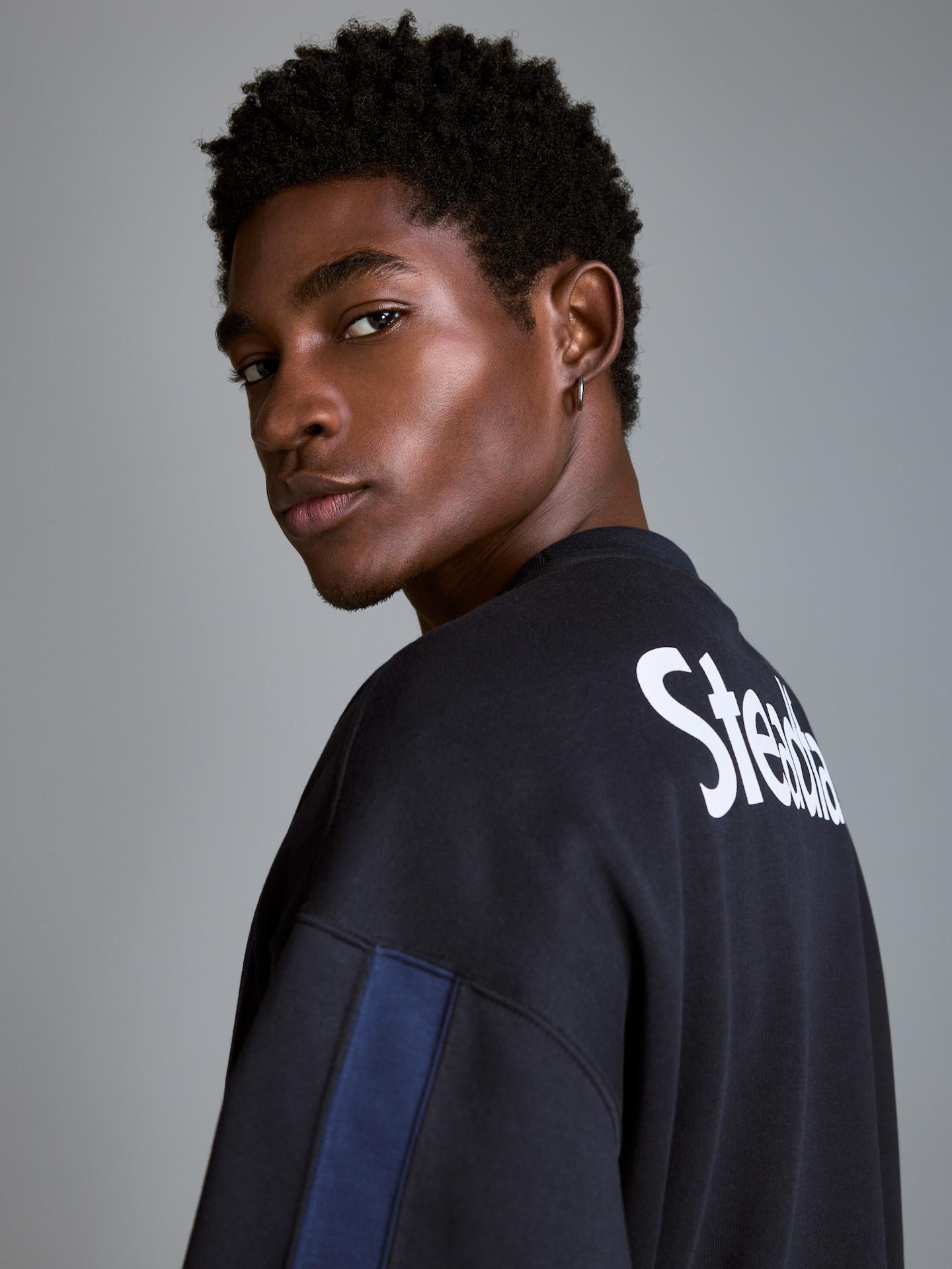 Blue Hoodie With Back Print, Navy, medium