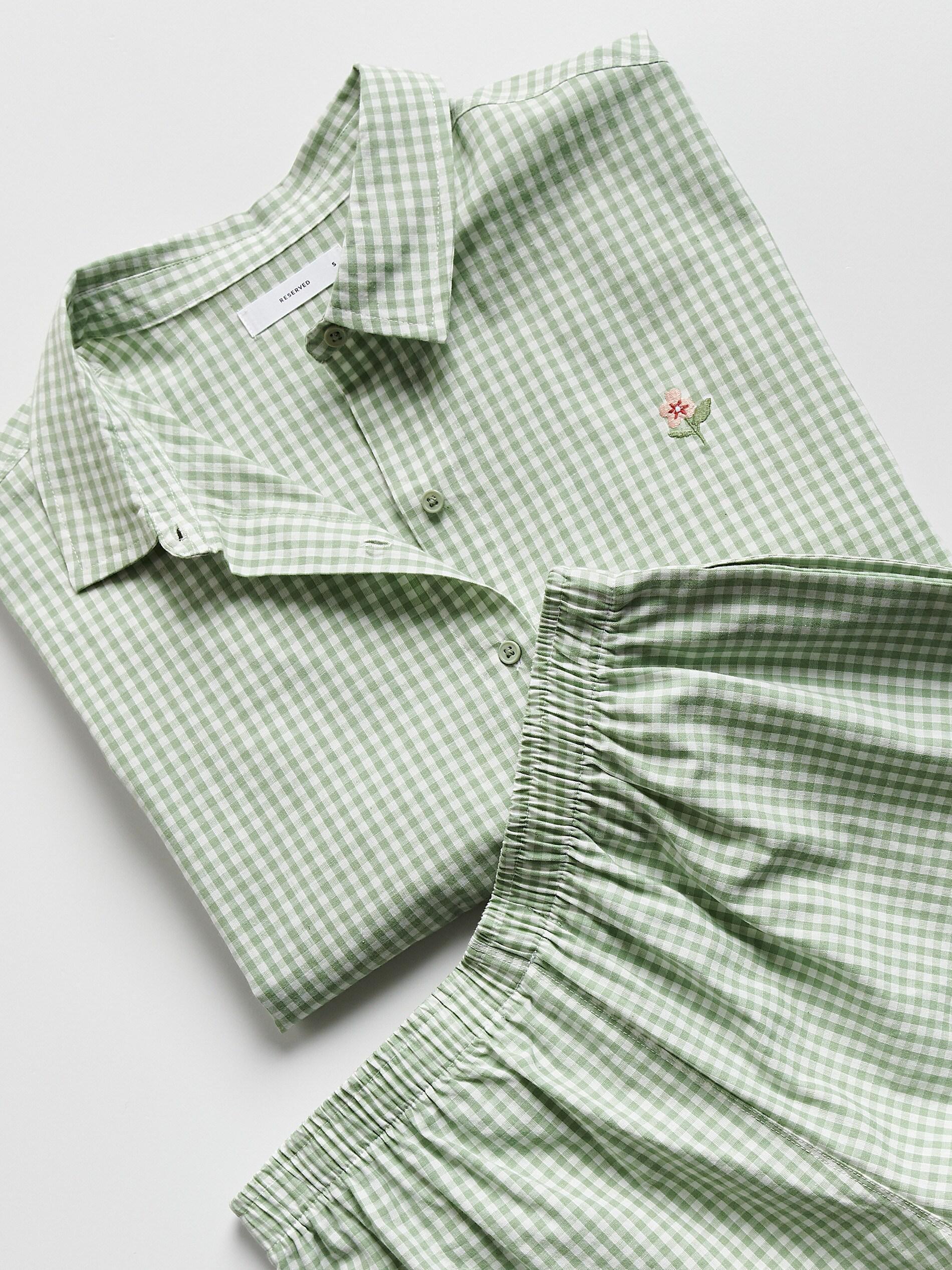 Green Two Piece Cotton Pyjama Set, Green, large image number 5