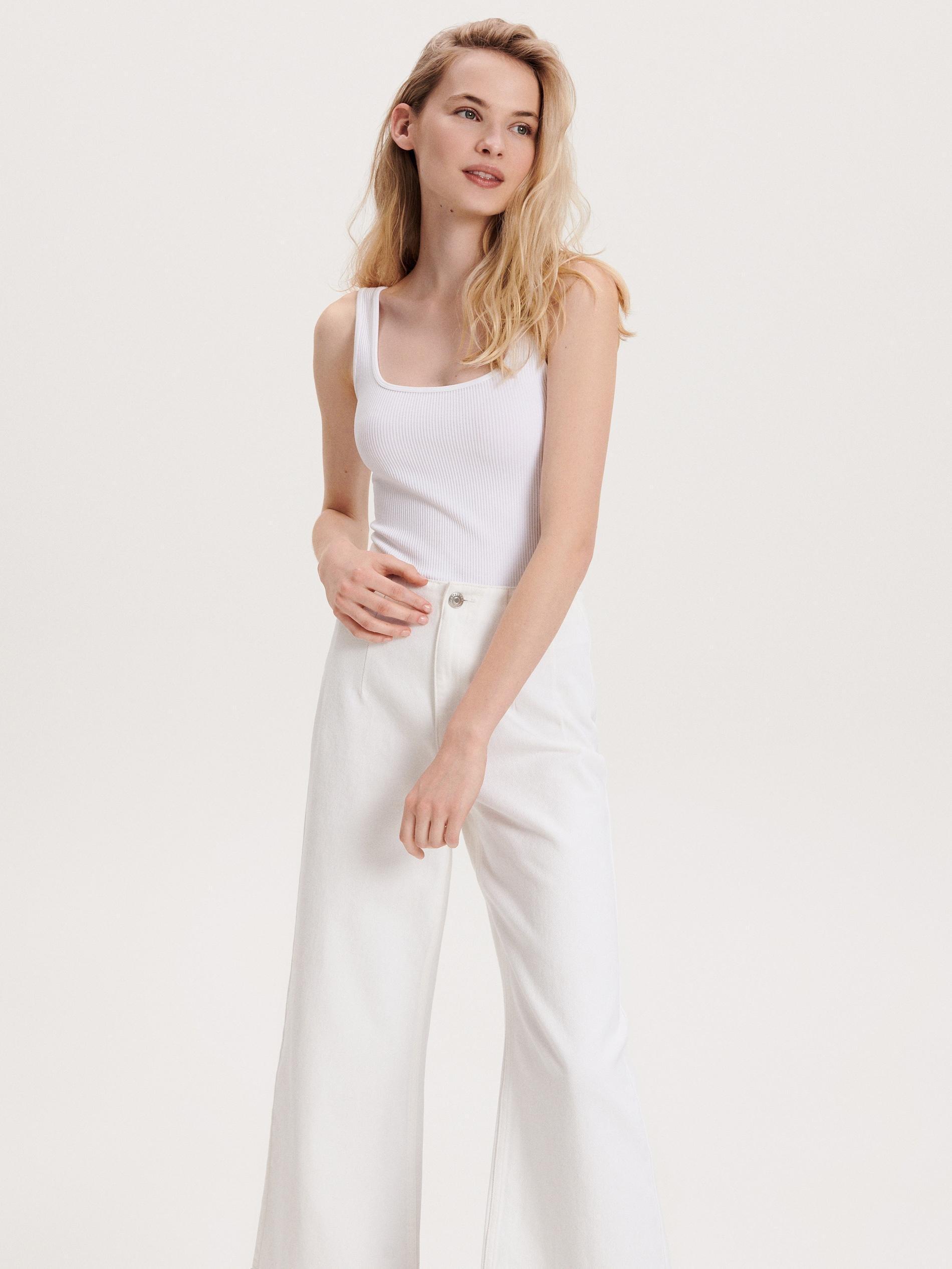 White Ribbed Jersey Bodysuit, , large image number 0