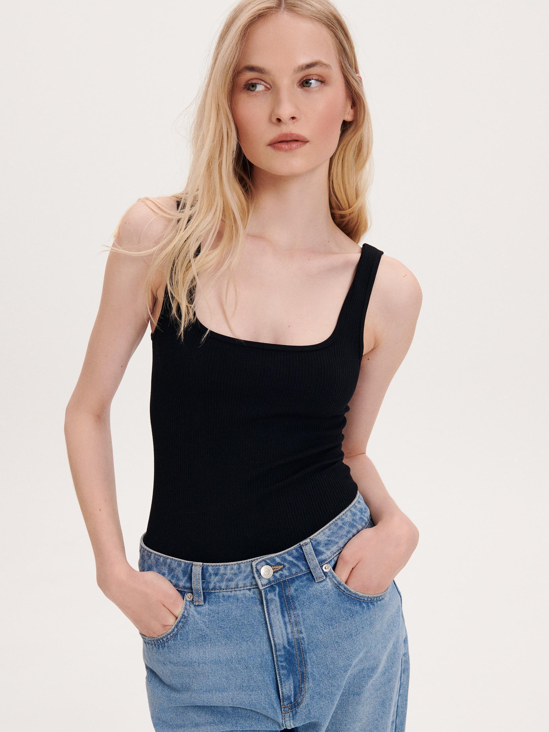 Black Ribbed Jersey Body, , large image number 2