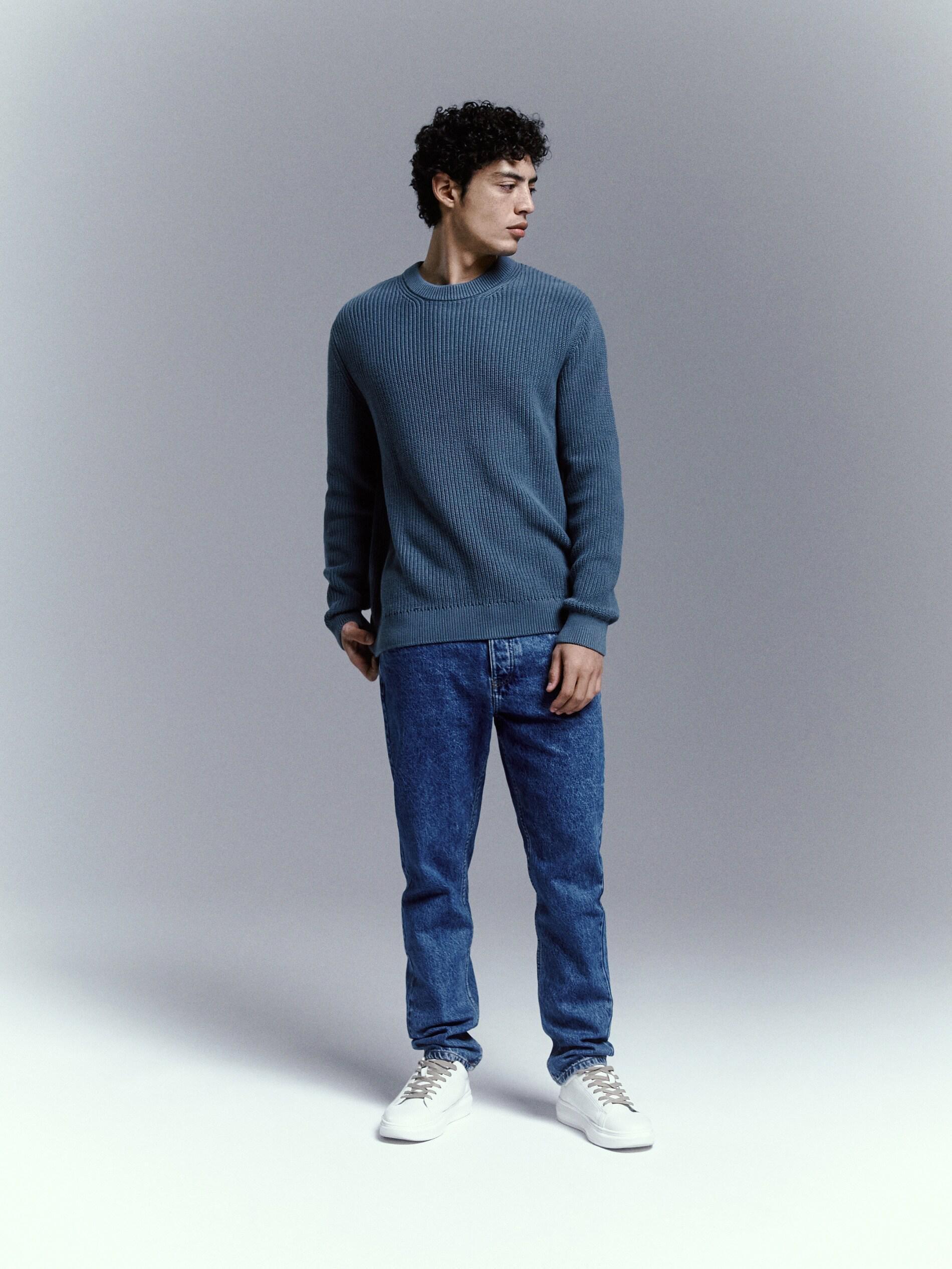 Blue Jumper With Round Neck, , large image number 0
