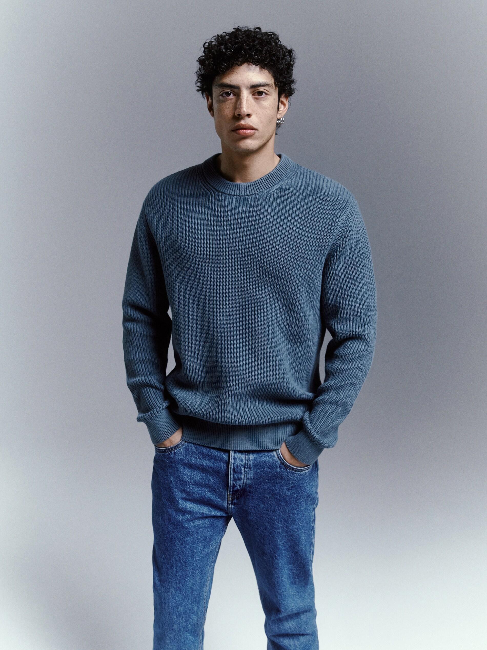 Blue Jumper With Round Neck, , large image number 1
