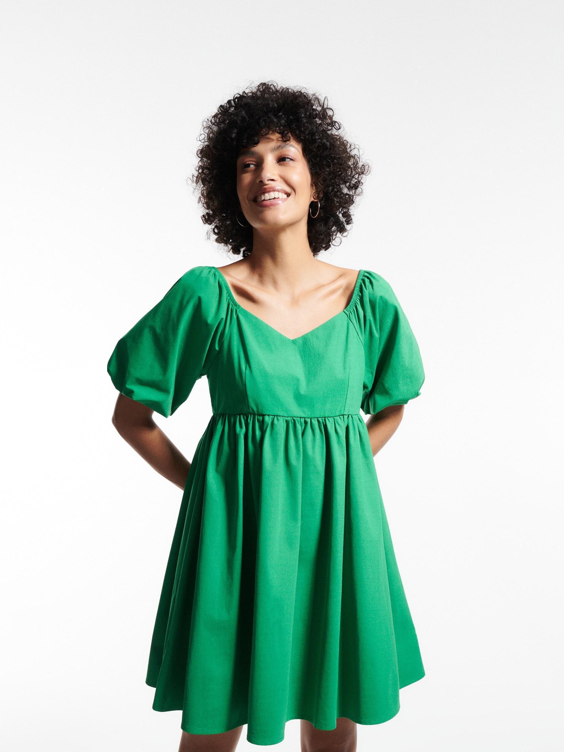 Reserved - Green Plain Mini Dress