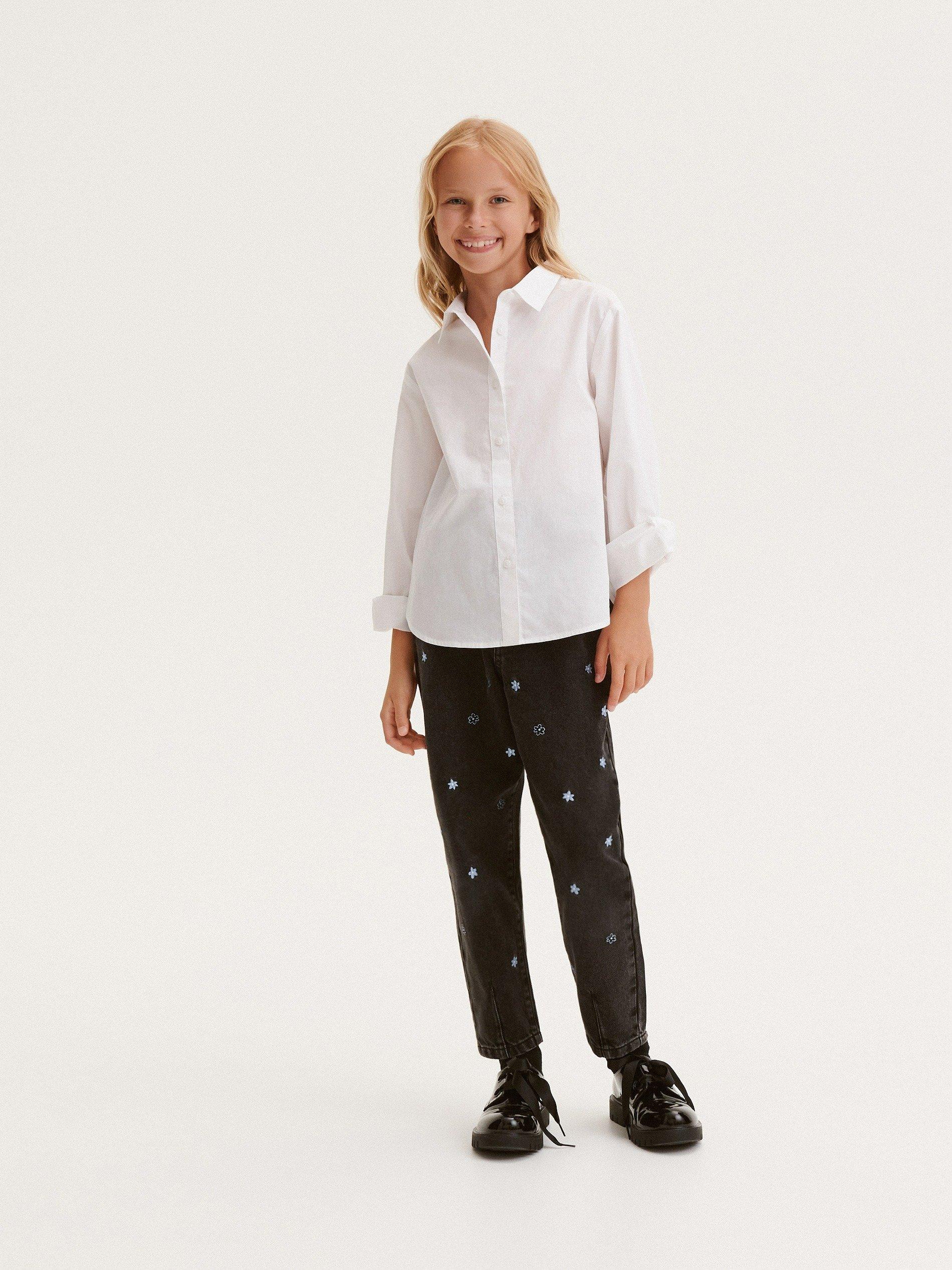 White Collar Shirt, Kids Girls, , large image number 0