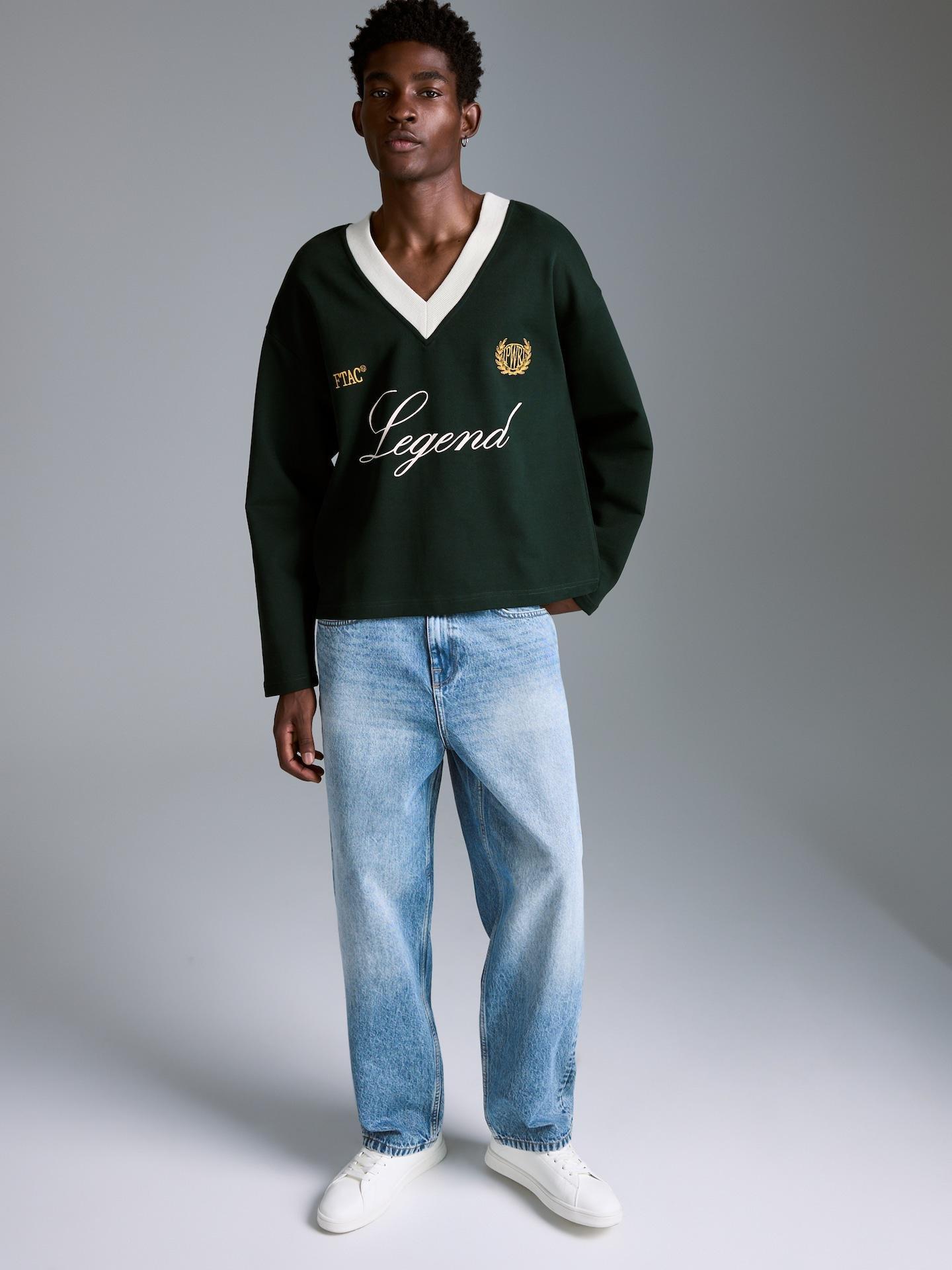 Green Cotton Sweatshirt With Embroidery, Green, large image number 1