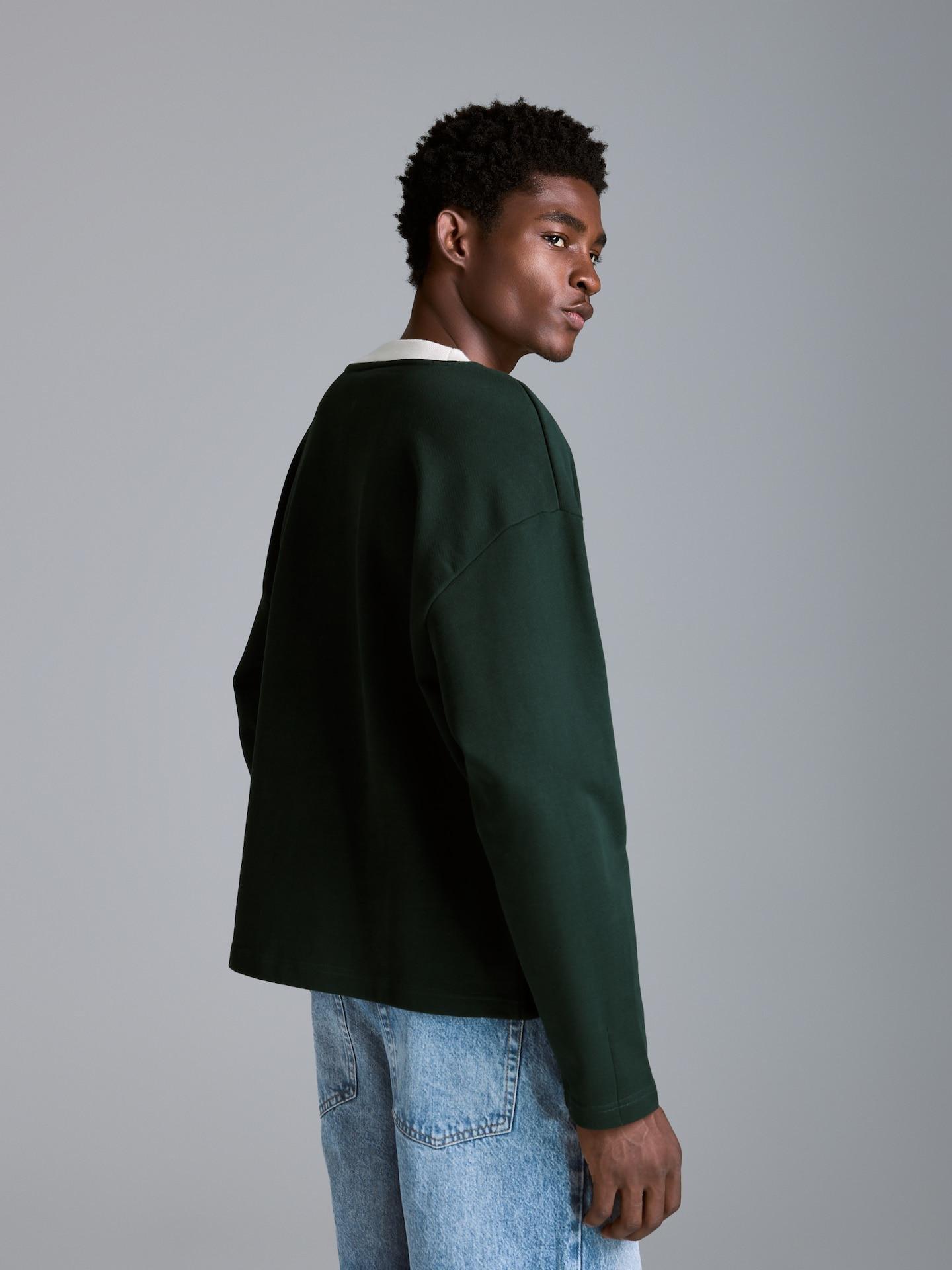 Green Cotton Sweatshirt With Embroidery, Green, large image number 4
