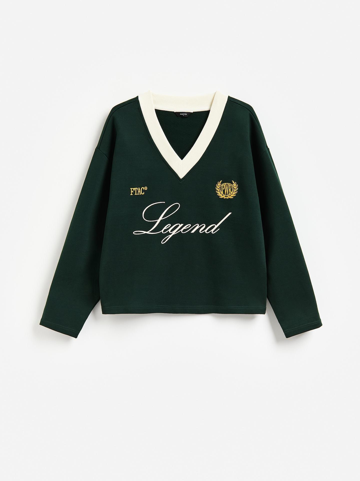 Green Cotton Sweatshirt With Embroidery, Green, large image number 5