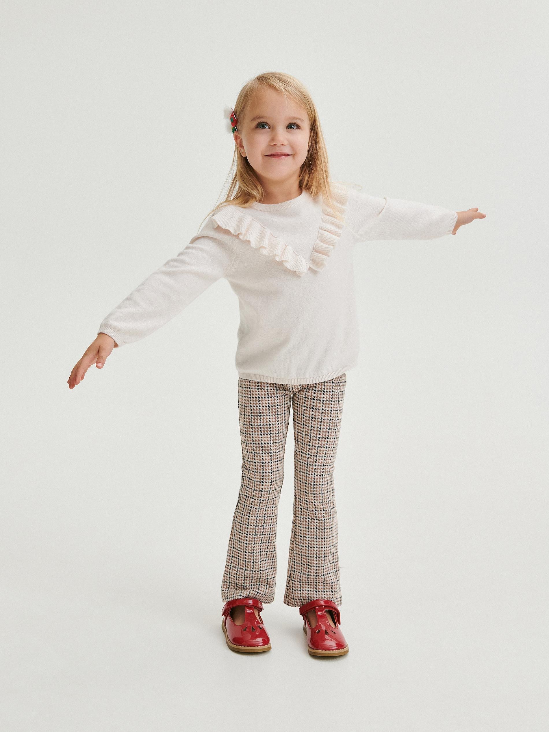 Cream Jumper With Peplum Hem, Kids Girls, , large image number 1
