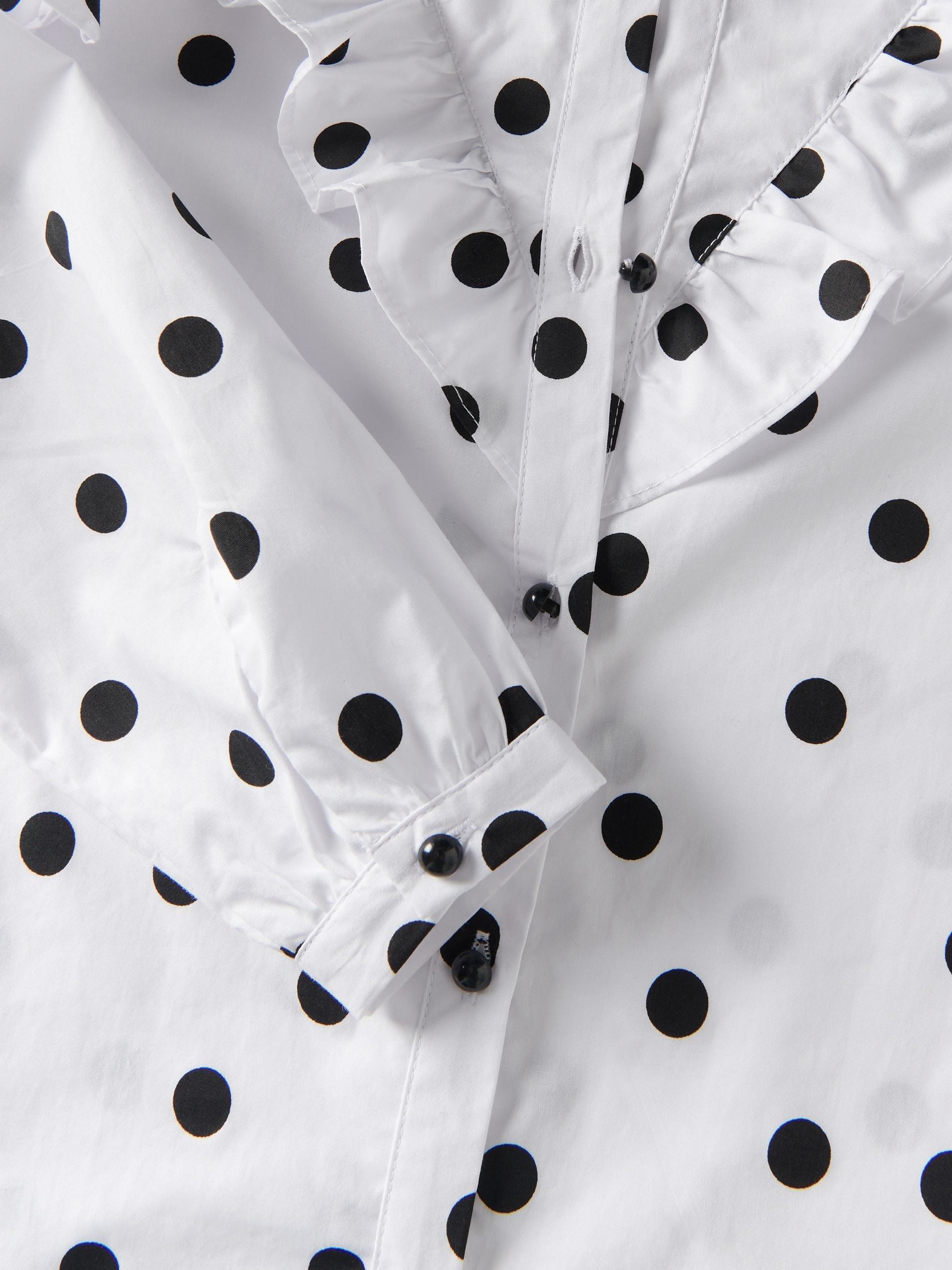 Reserved - White Frilled Polka-Dot Shirt, Kids Girls