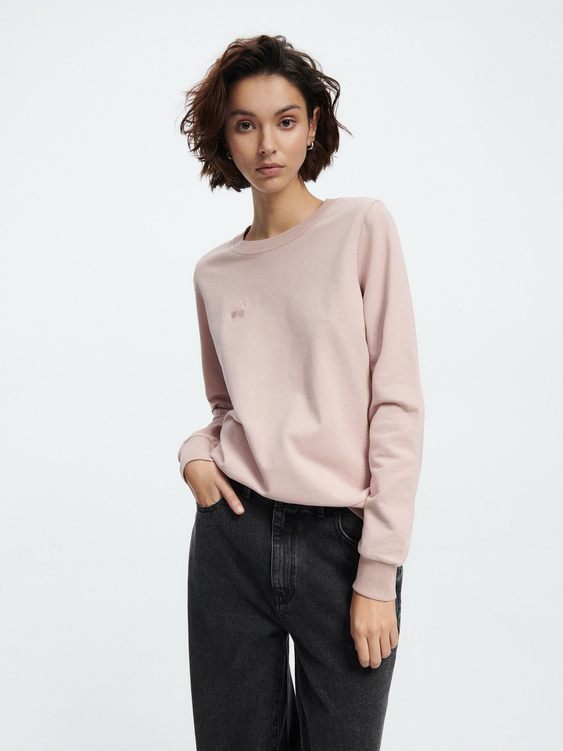 Purple Cotton Sweatshirt With Embroidery Detail, , large image number 0