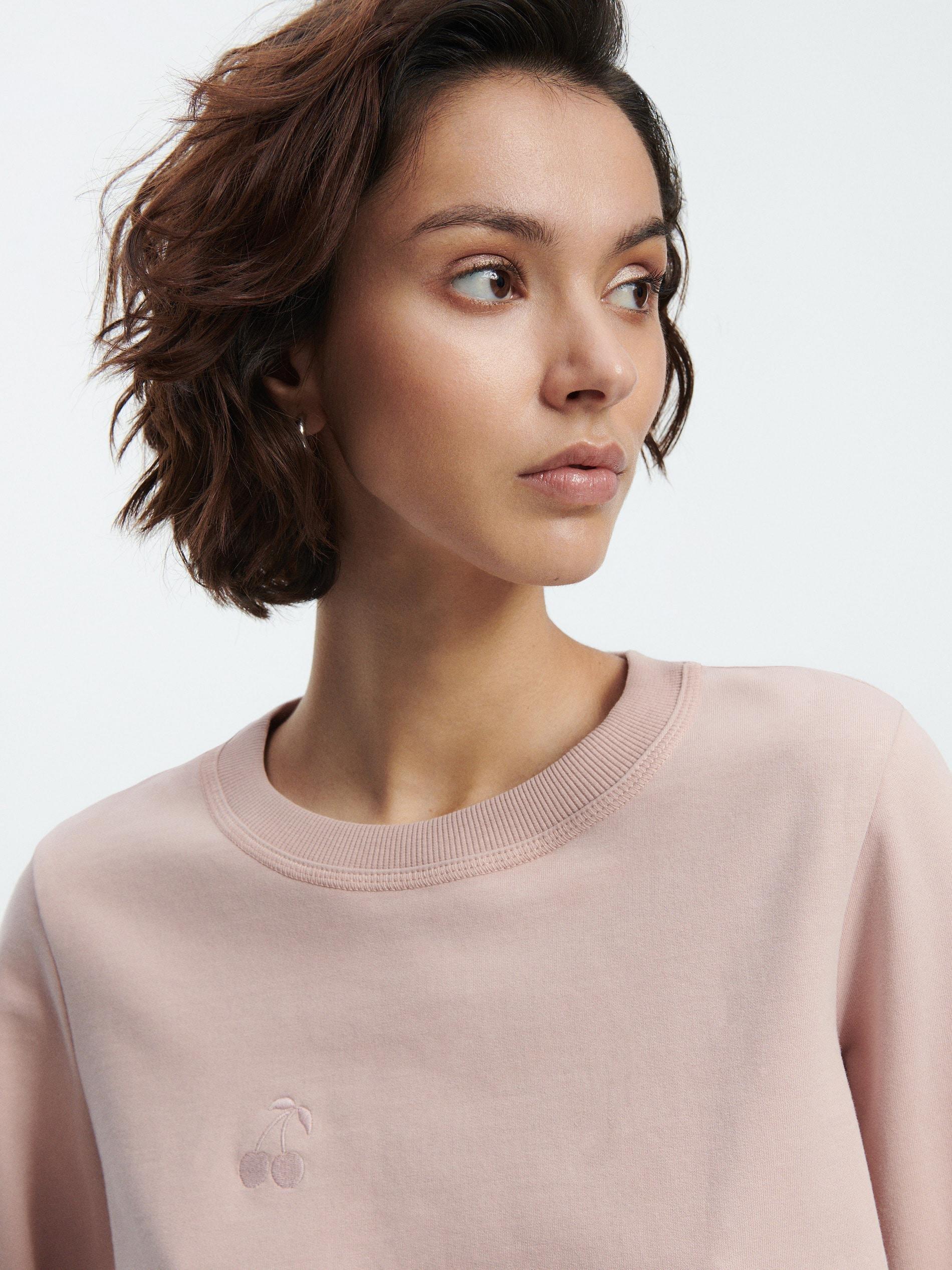 Purple Cotton Sweatshirt With Embroidery Detail, , large image number 1