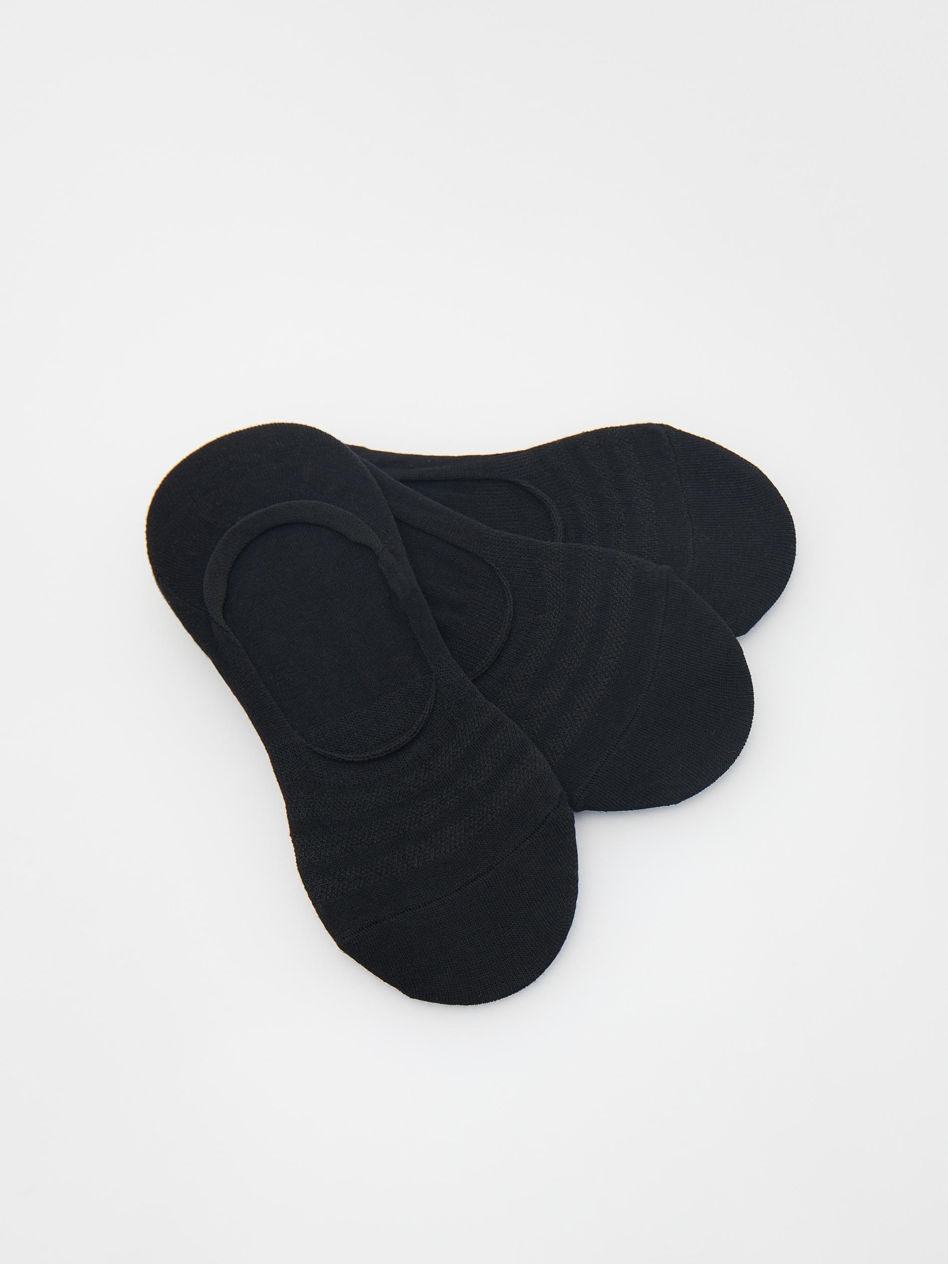 Black No Show Socks, Set Of 3, , large image number 0