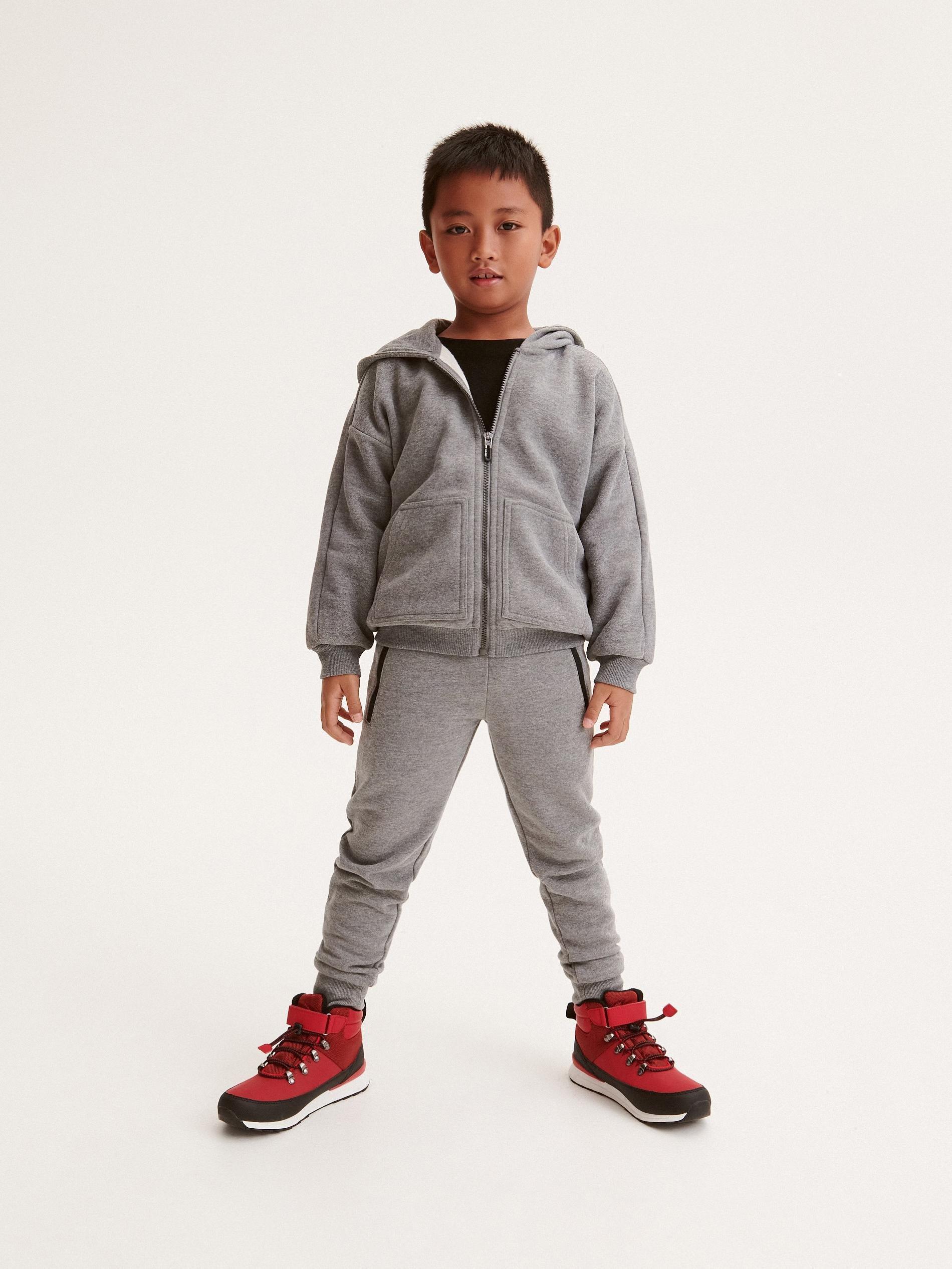 Grey Zip Up Hoodie, Kids Boys, , large image number 0