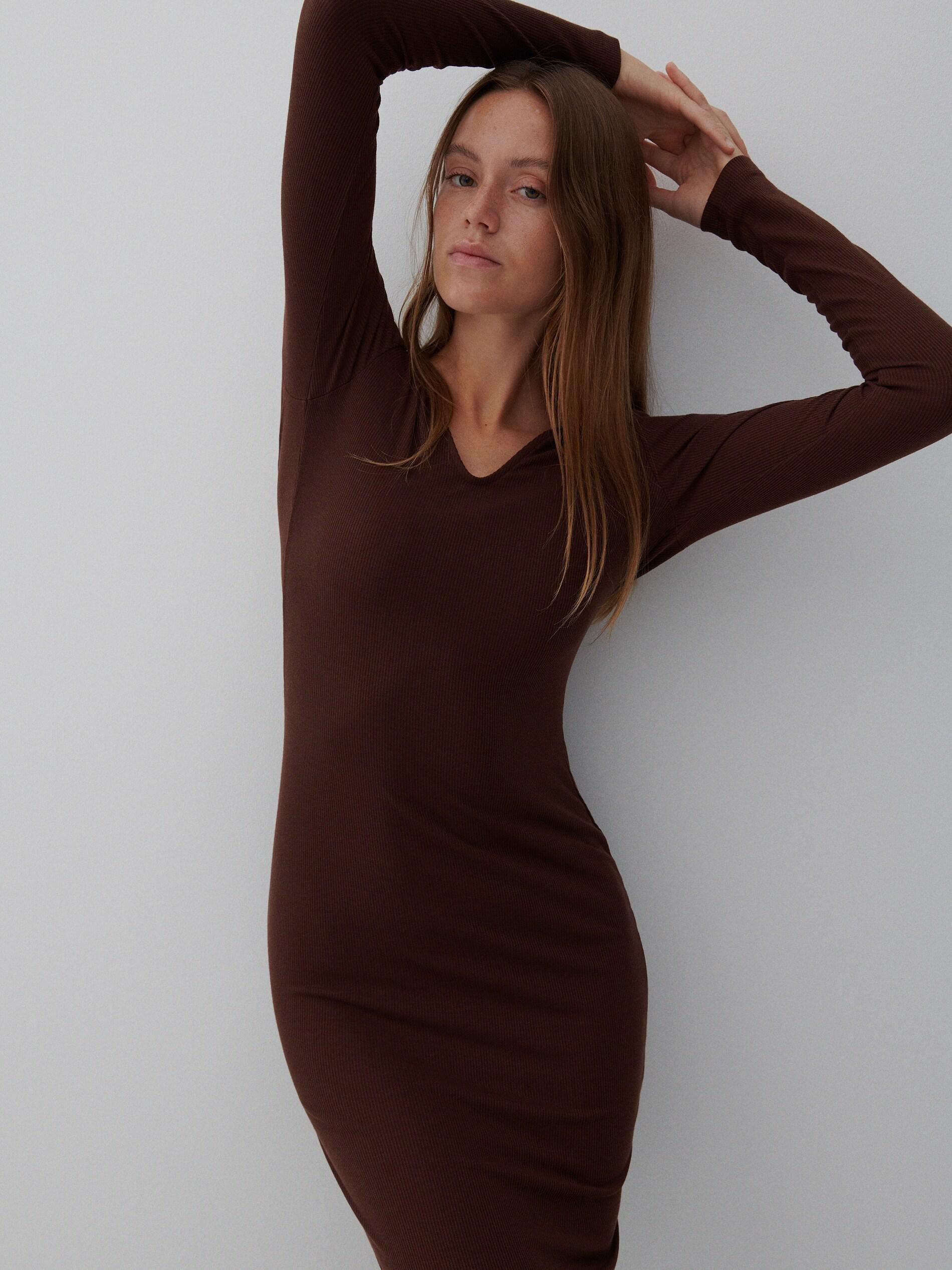 Reserved - Dark Brown Jersey Dress, Women