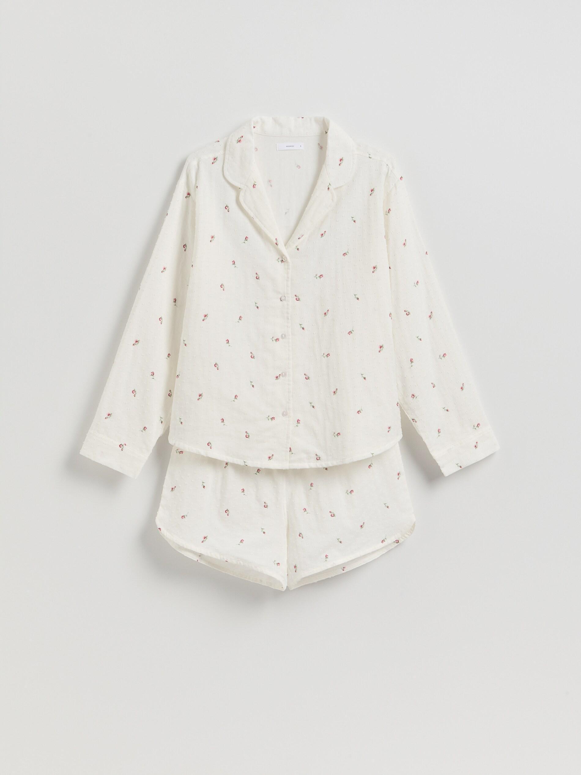 Cream Two Piece Pyjama Set, Ivory, large image number 3
