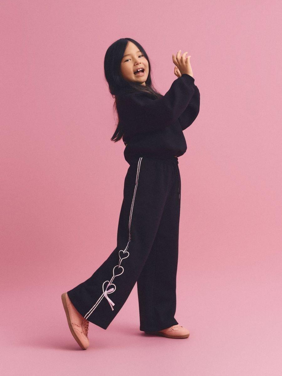 Black Sweatpants With Bow Details, Black, large image number 0