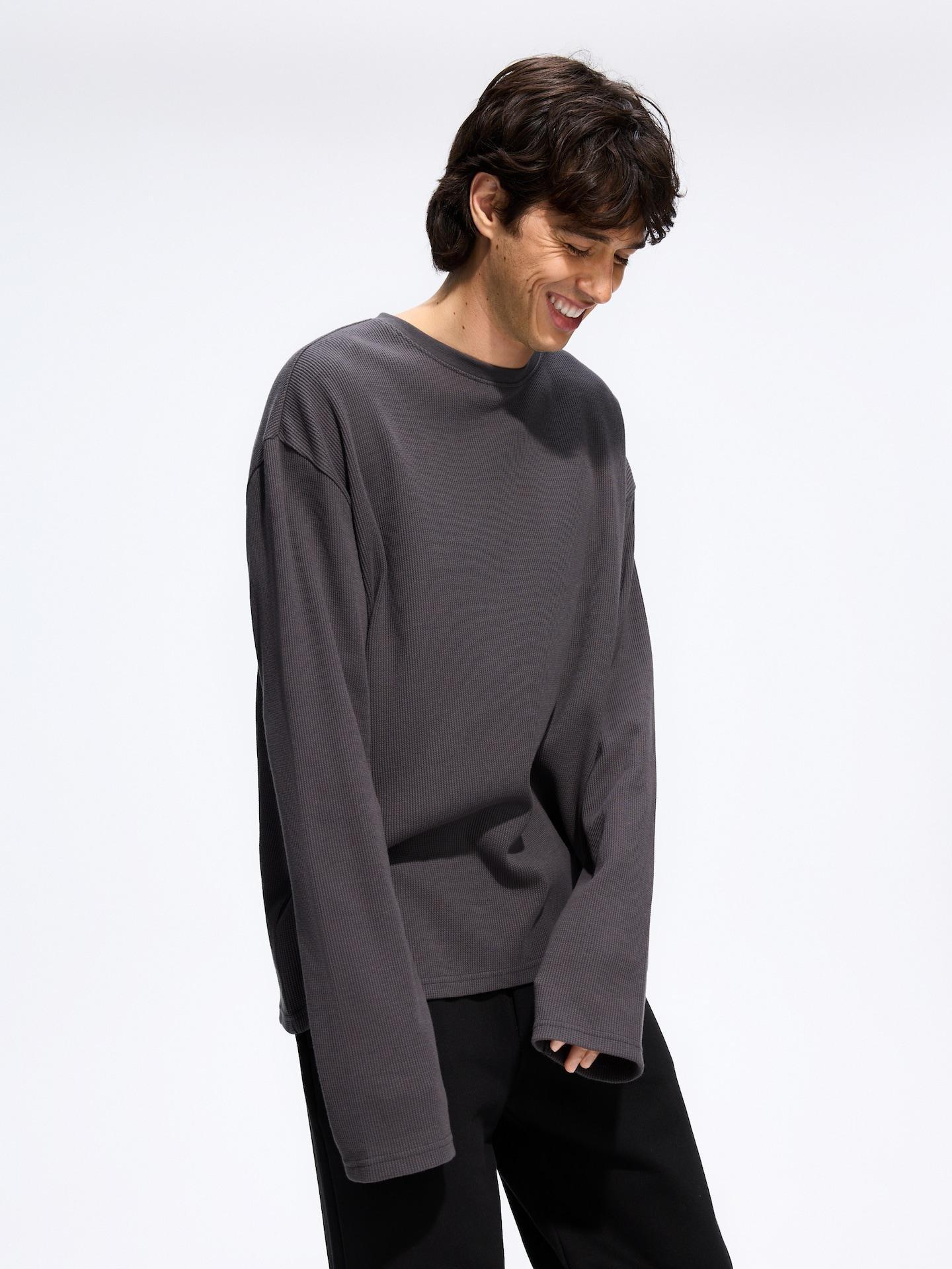 Grey Structural Long Sleeve T-Shirt, Grey, medium