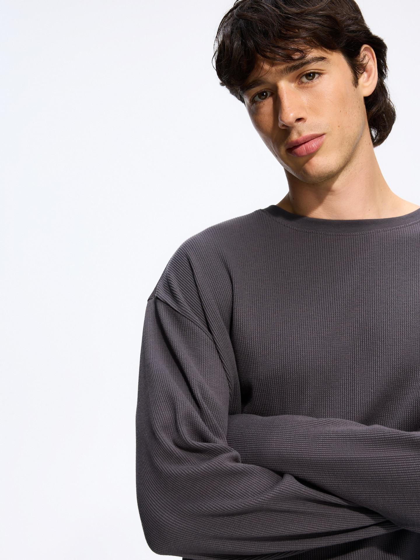 Grey Structural Long Sleeve T-Shirt, Grey, medium