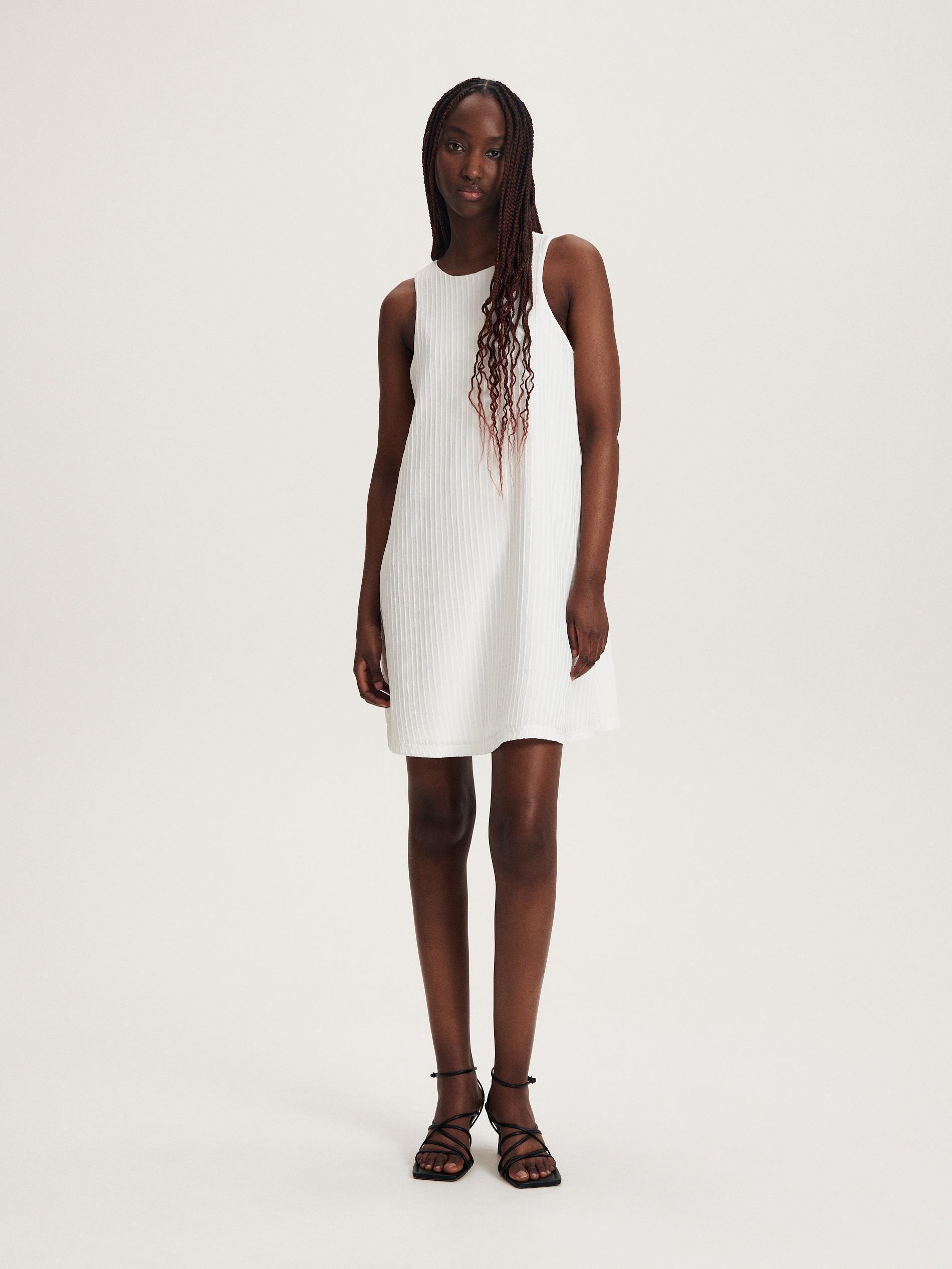 White Trapezoid Mini Dress, , large image number 1