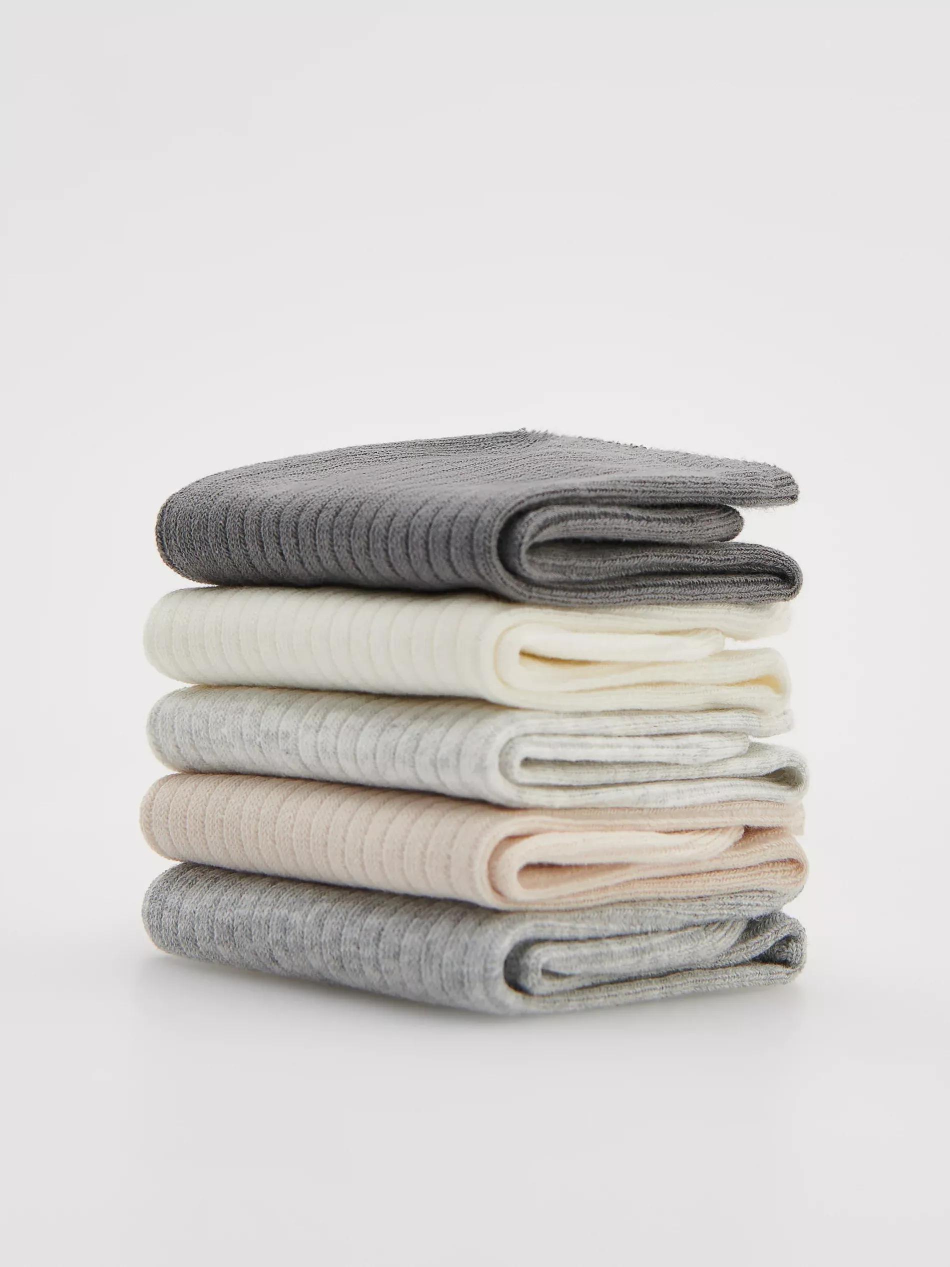 Grey Socks, Set Of 5, Grey, medium
