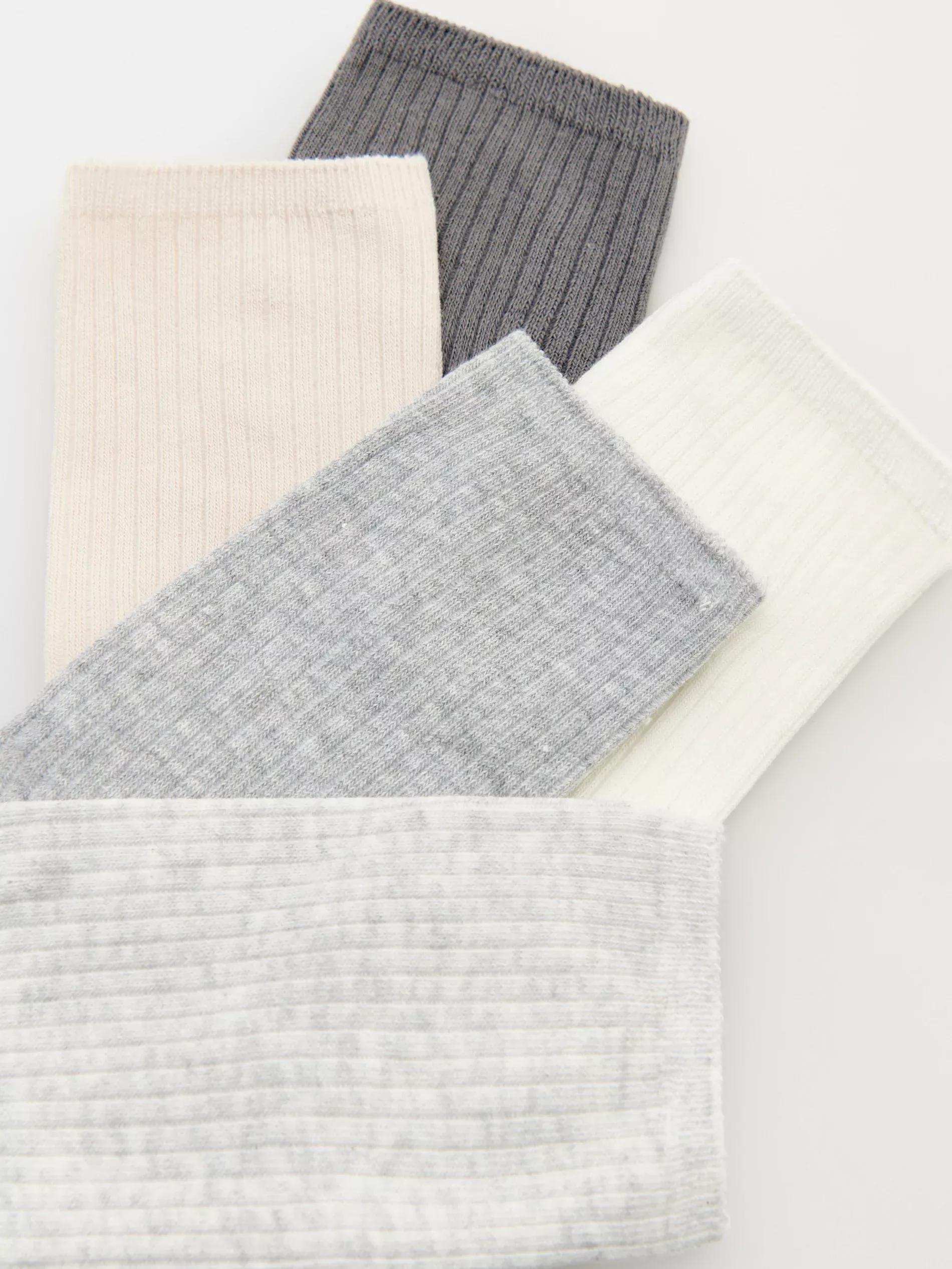 Grey Socks, Set Of 5, Grey, medium