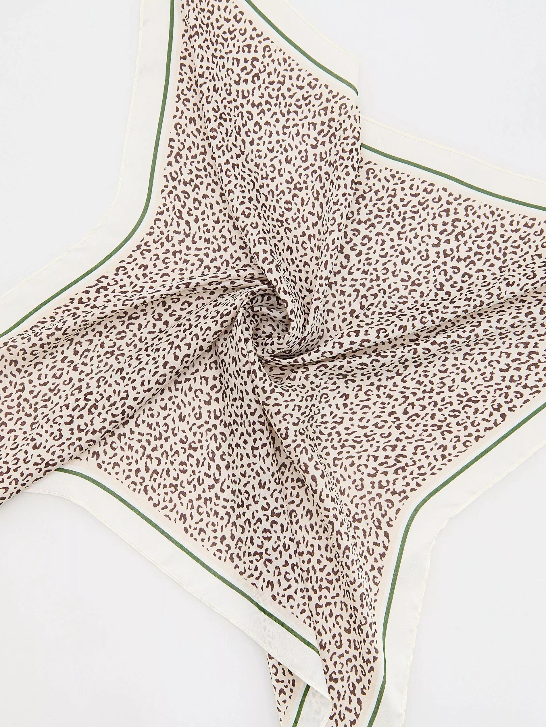 White Patterned Scarf, White, large image number 1