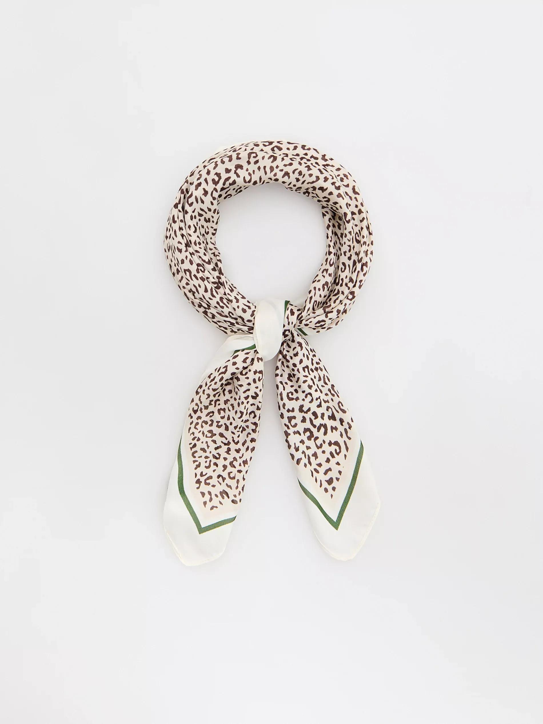 White Patterned Scarf, White, large image number 1
