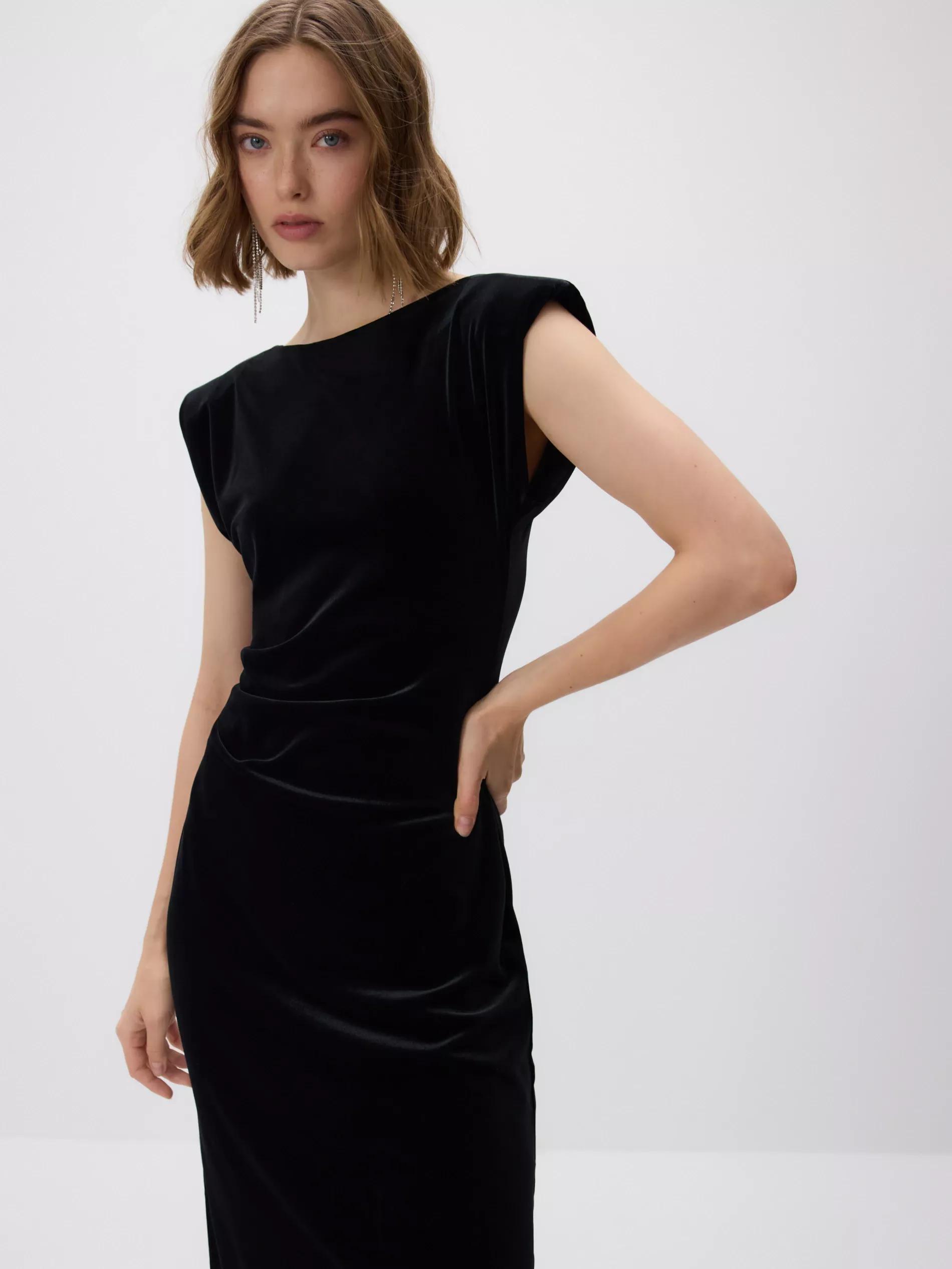 Black Velour Dress, Black, large image number 0