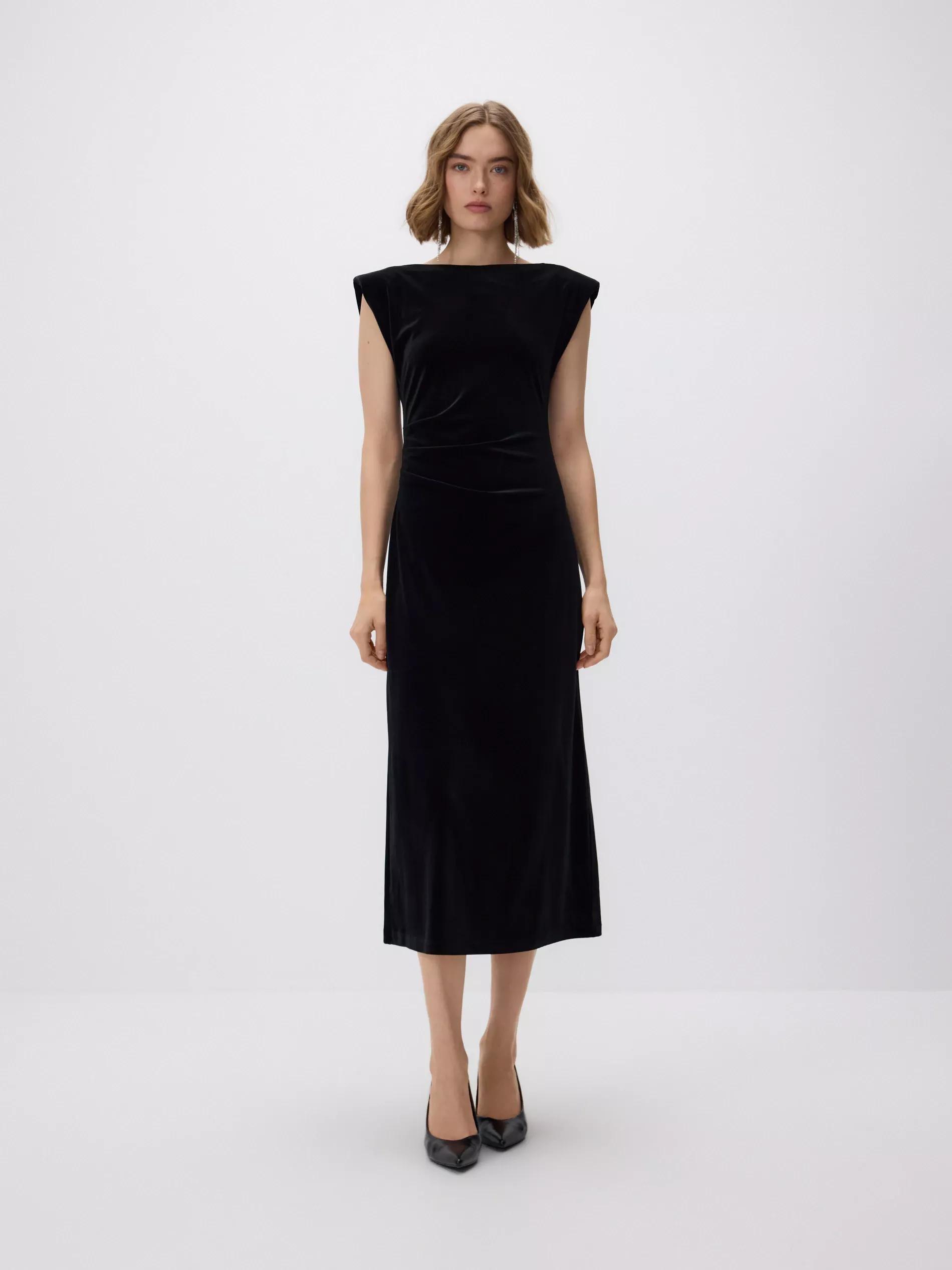 Black Velour Dress, Black, large image number 1