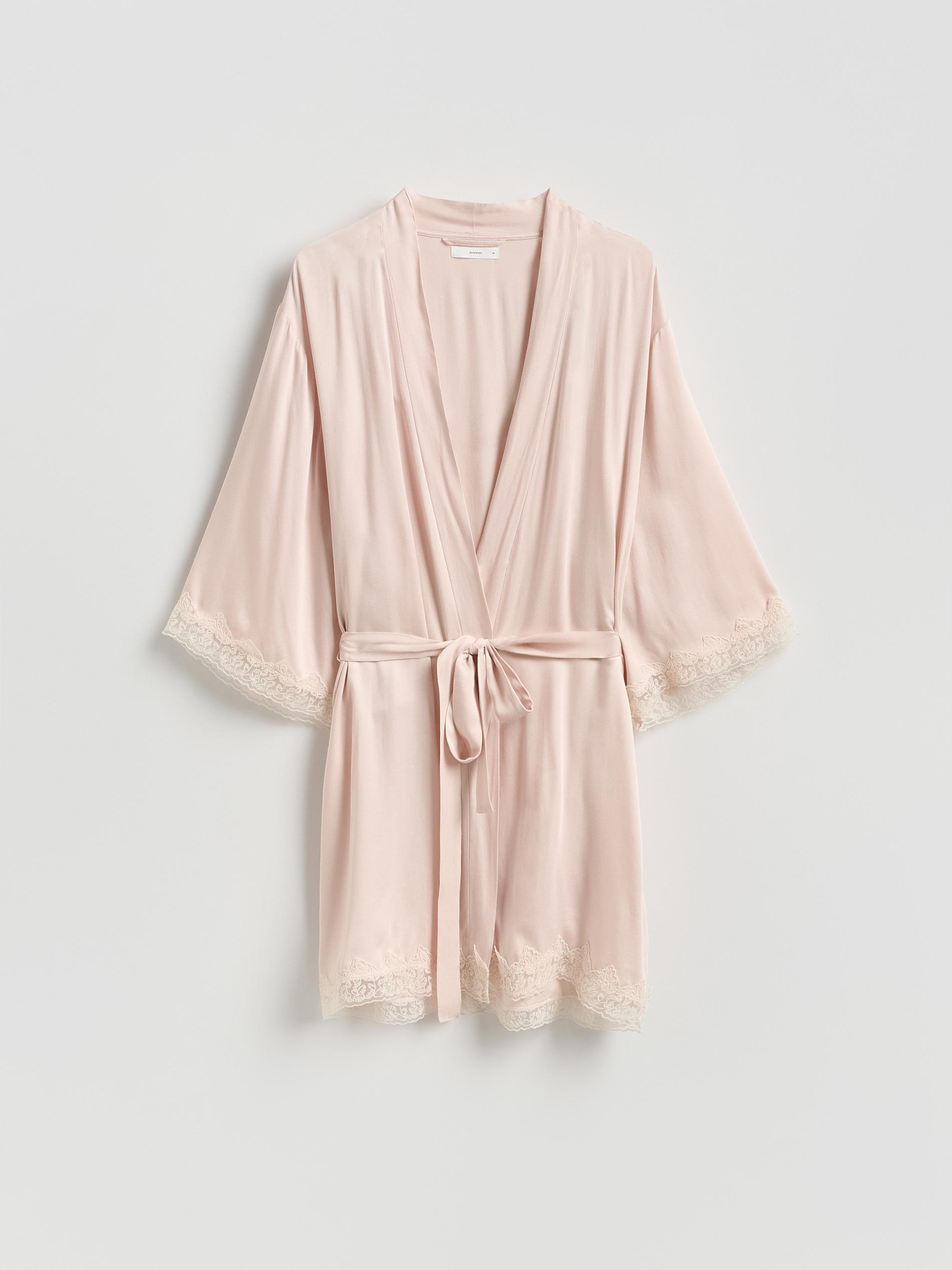 Beige Robe With Lace, Ivory, large image number 3