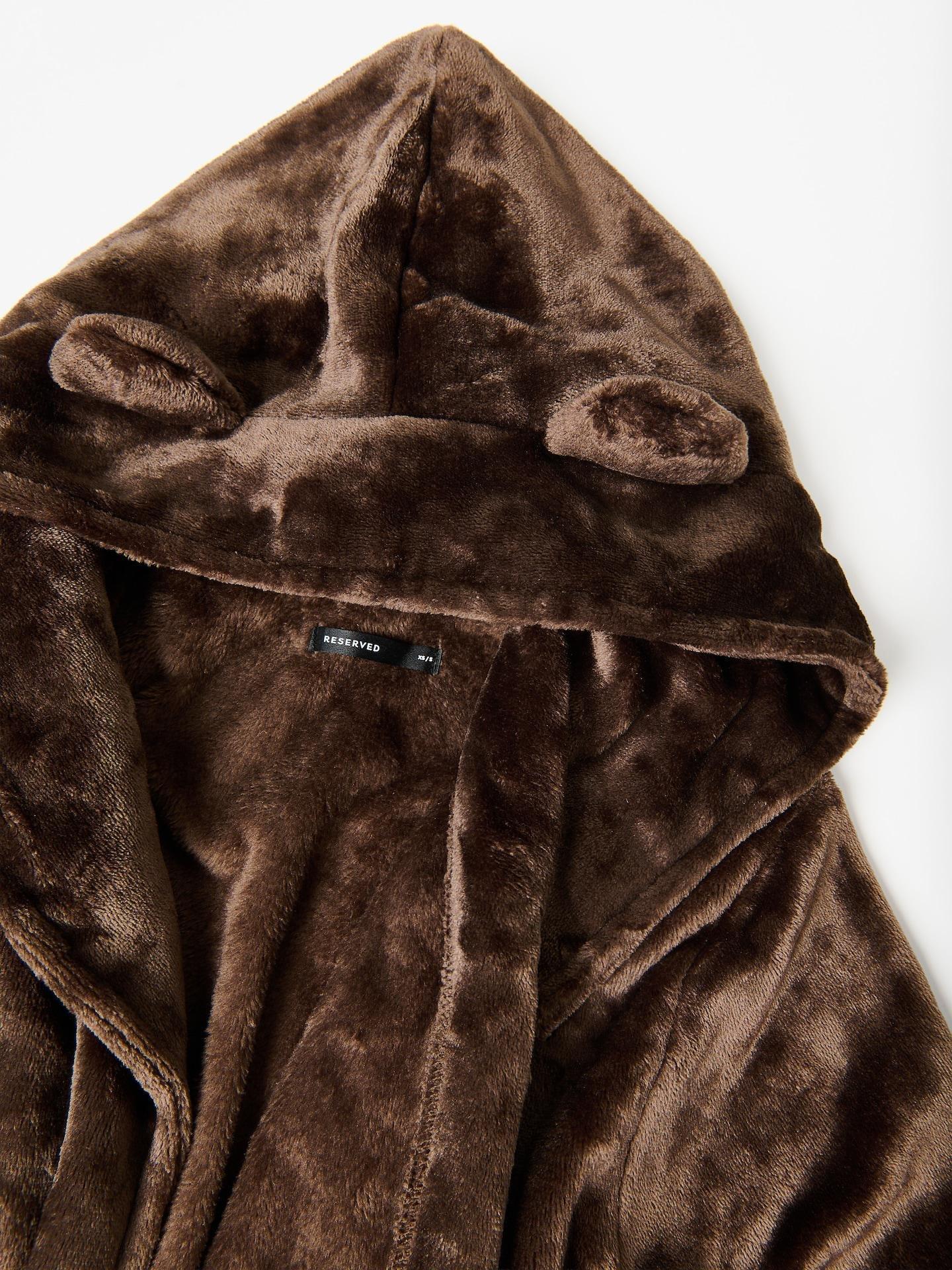 Brown Soft Dressing Gown With Ears, Brown, medium