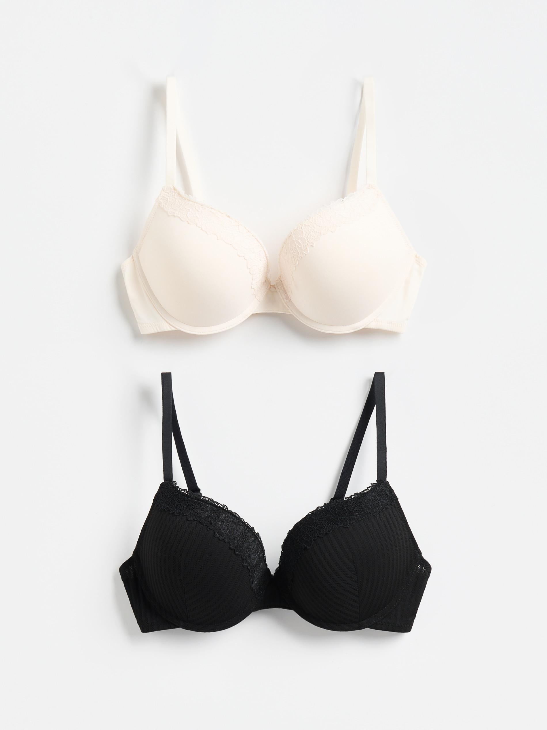 Black Push Up Bras 2 Pack, Black, medium