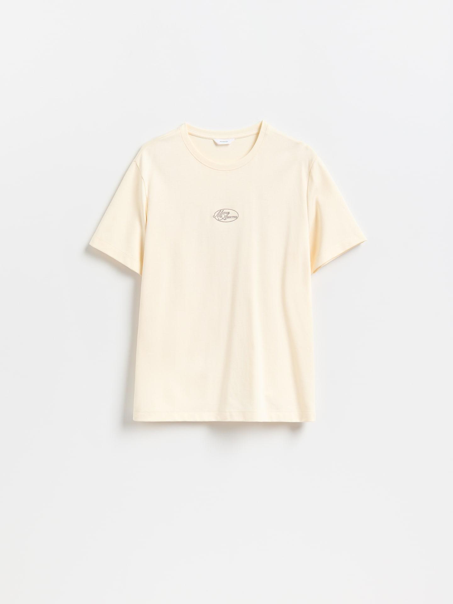 Cream Regular Fit T-Shirt With Embroidery, Ivory, large image number 0