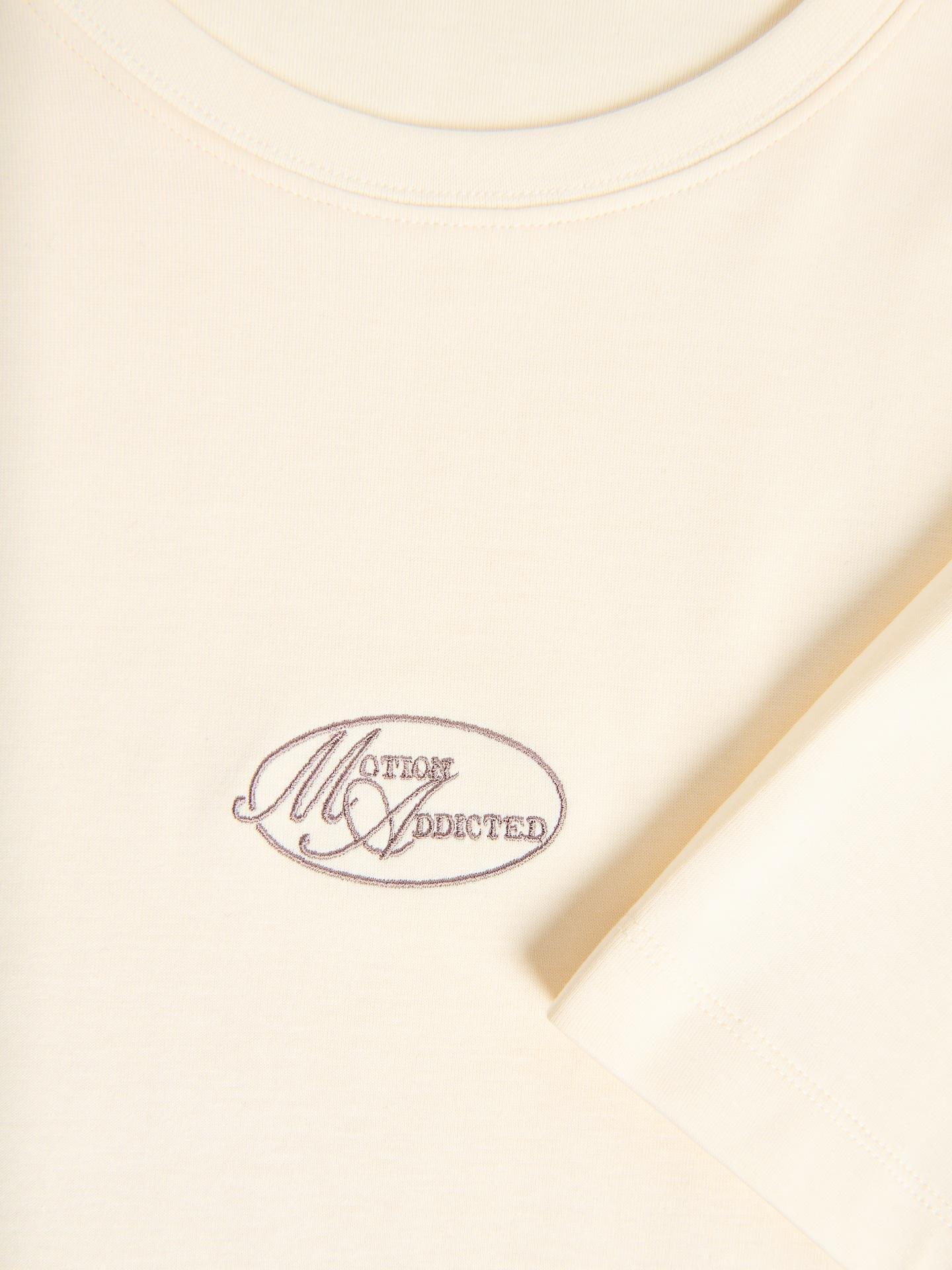 Cream Regular Fit T-Shirt With Embroidery, Ivory, medium