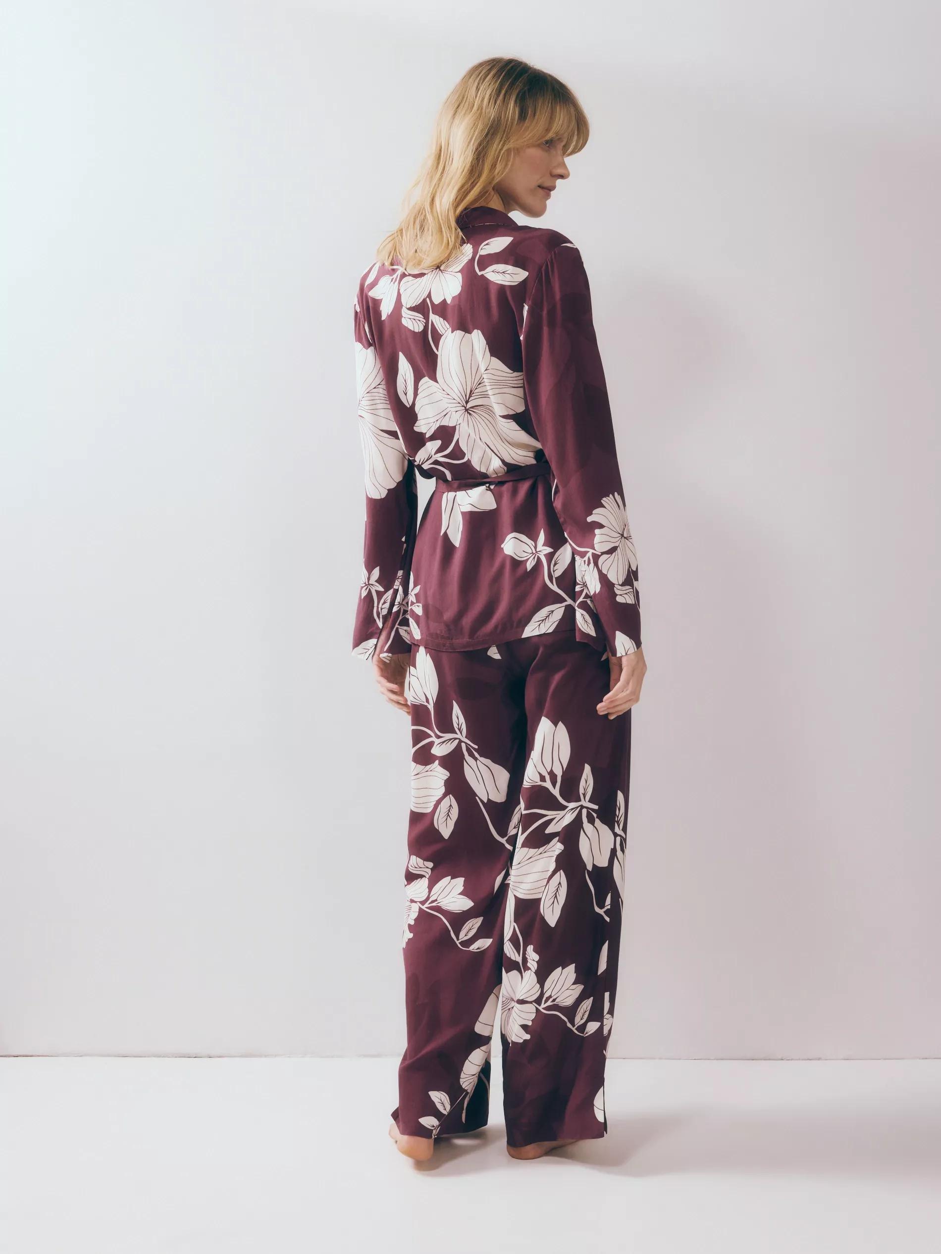 Mahogany Two Piece Viscose Pyjama Set, Burgundy, large image number 3