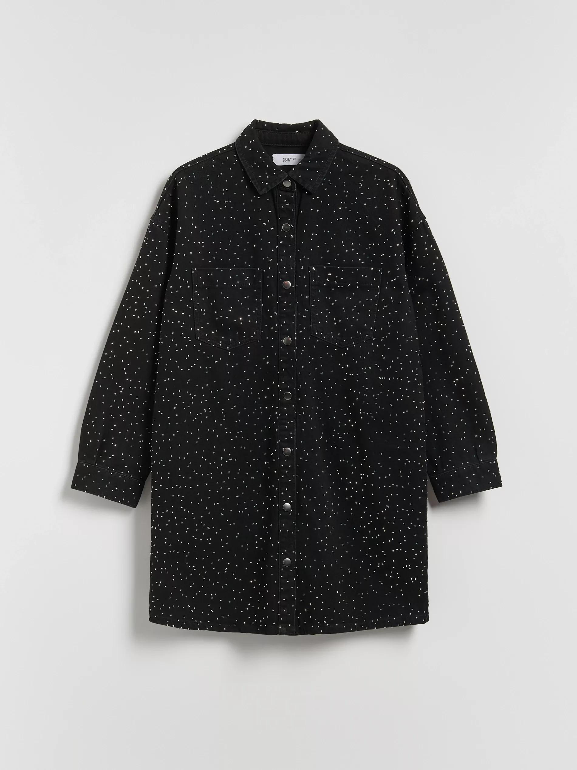 Black Dress With Rhinestone Detailing, Black, medium