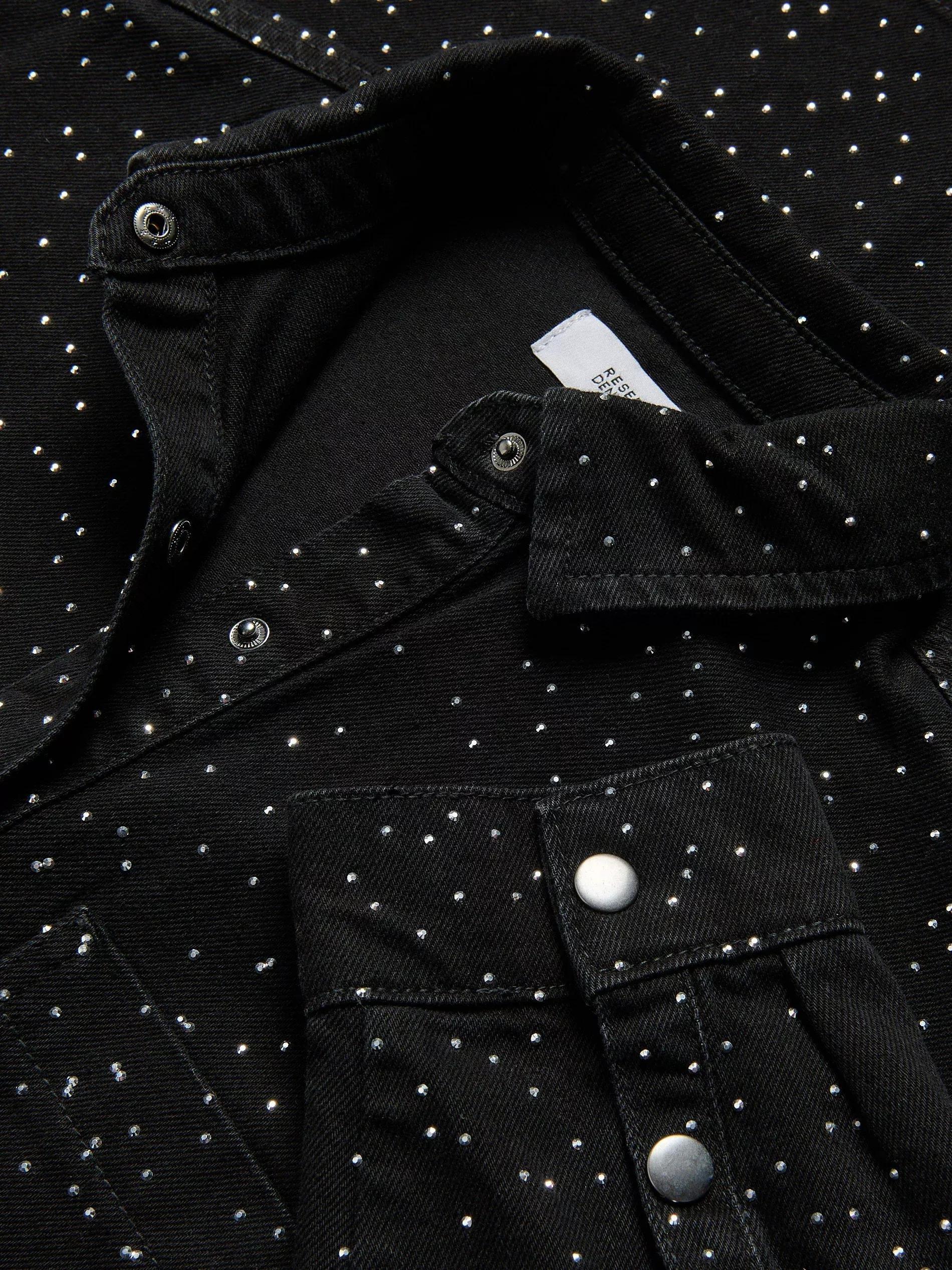 Black Dress With Rhinestone Detailing, Black, medium