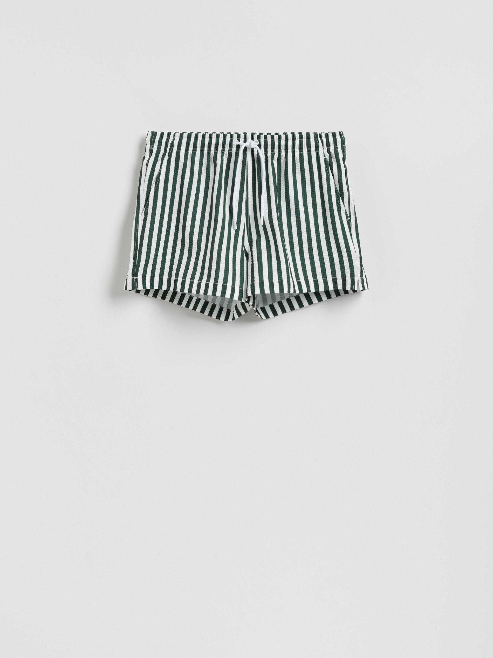 Green Stripe Beach Shorts, Khaki, large image number 1