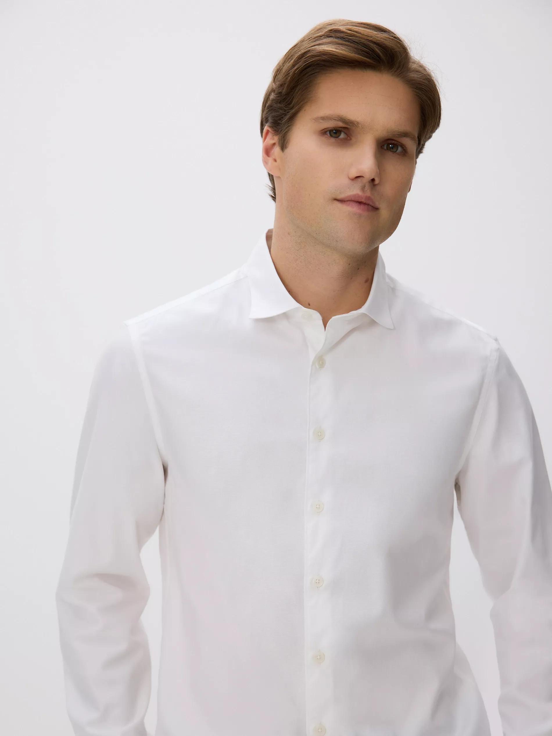 White Slim Fit Egyptian Cotton Shirt, White, large image number 1