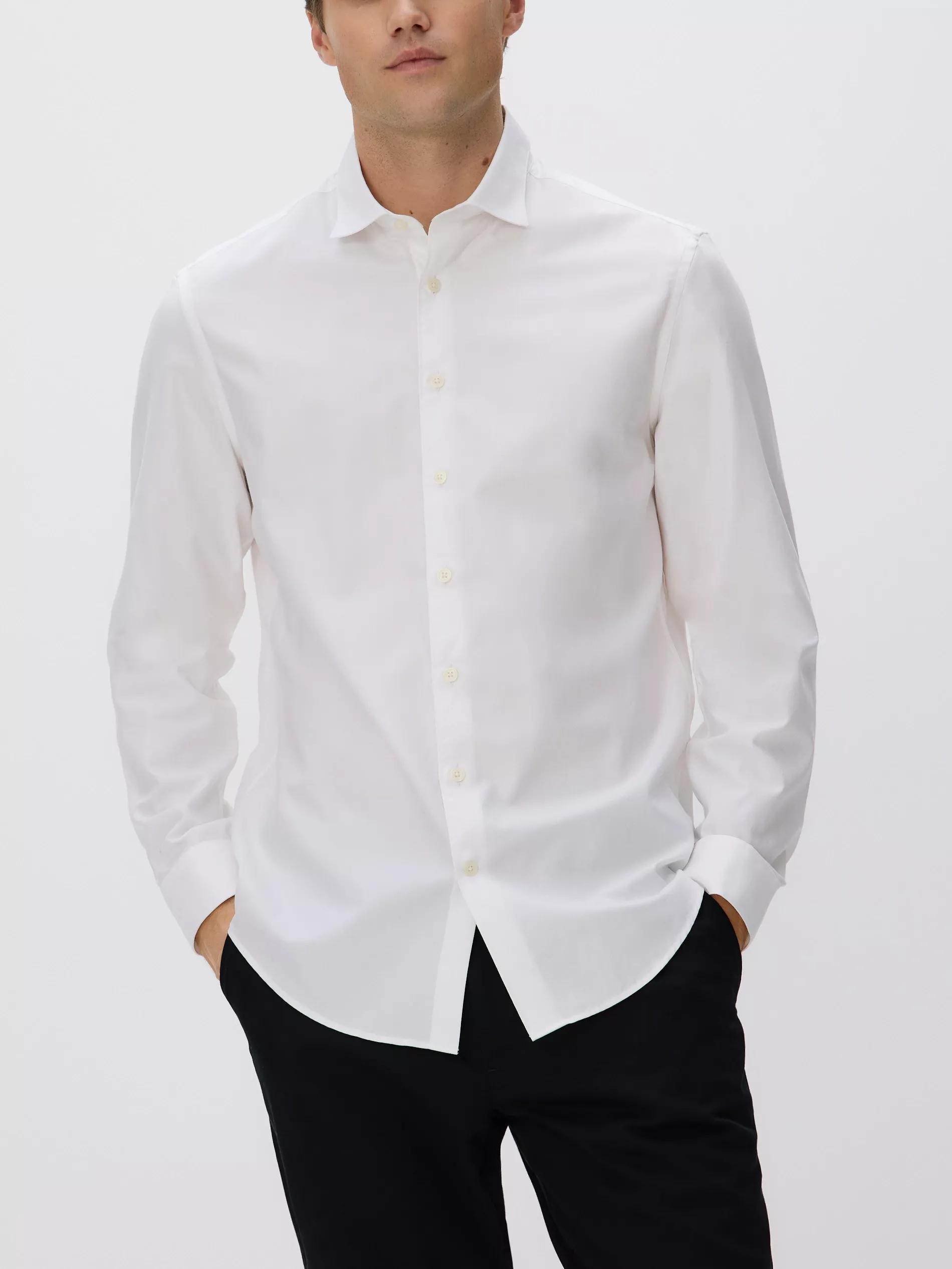 White Slim Fit Egyptian Cotton Shirt, White, medium
