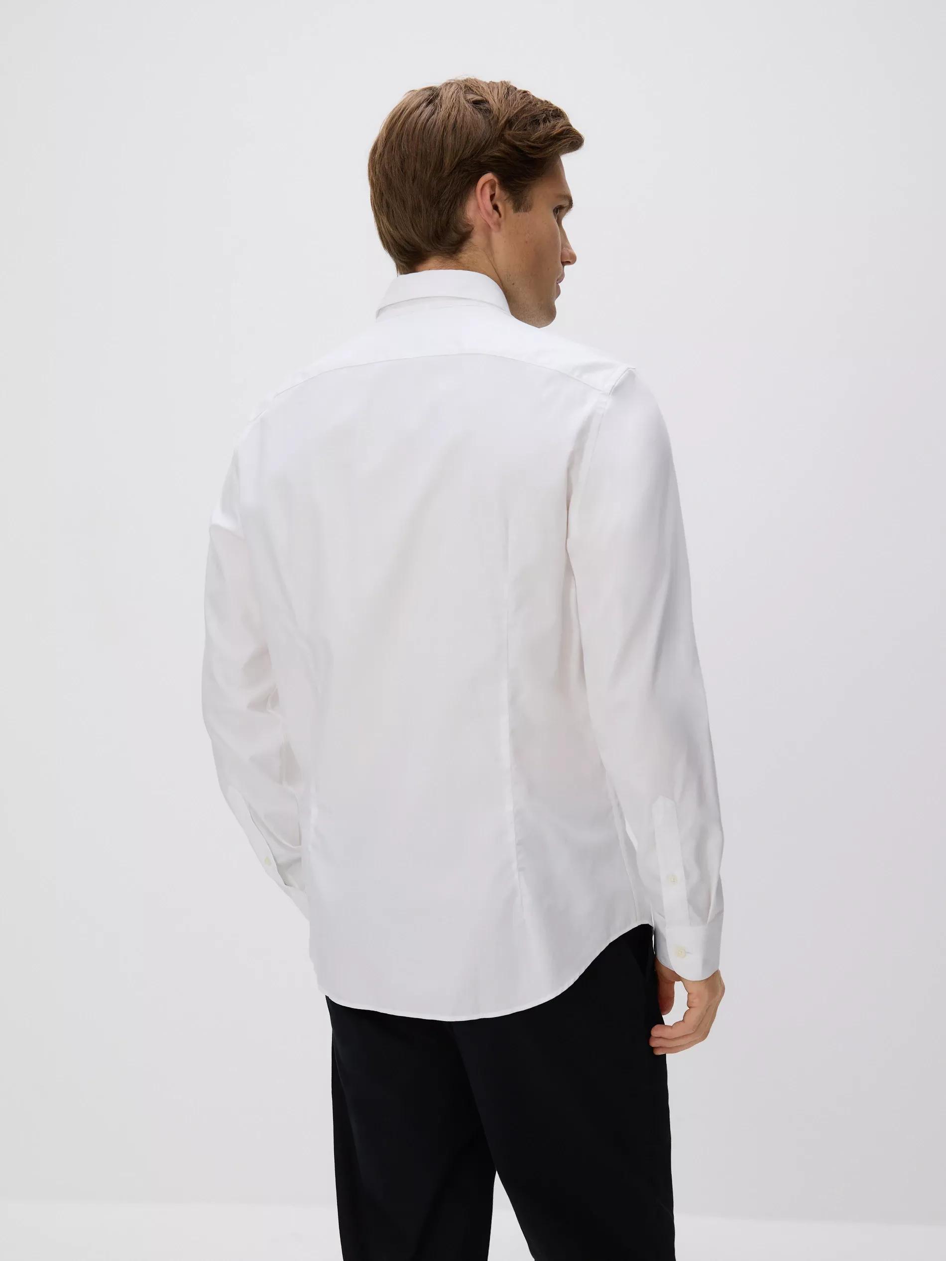 قميص بقصة ضيقة قطن مصري أبيض, White, large image number 3