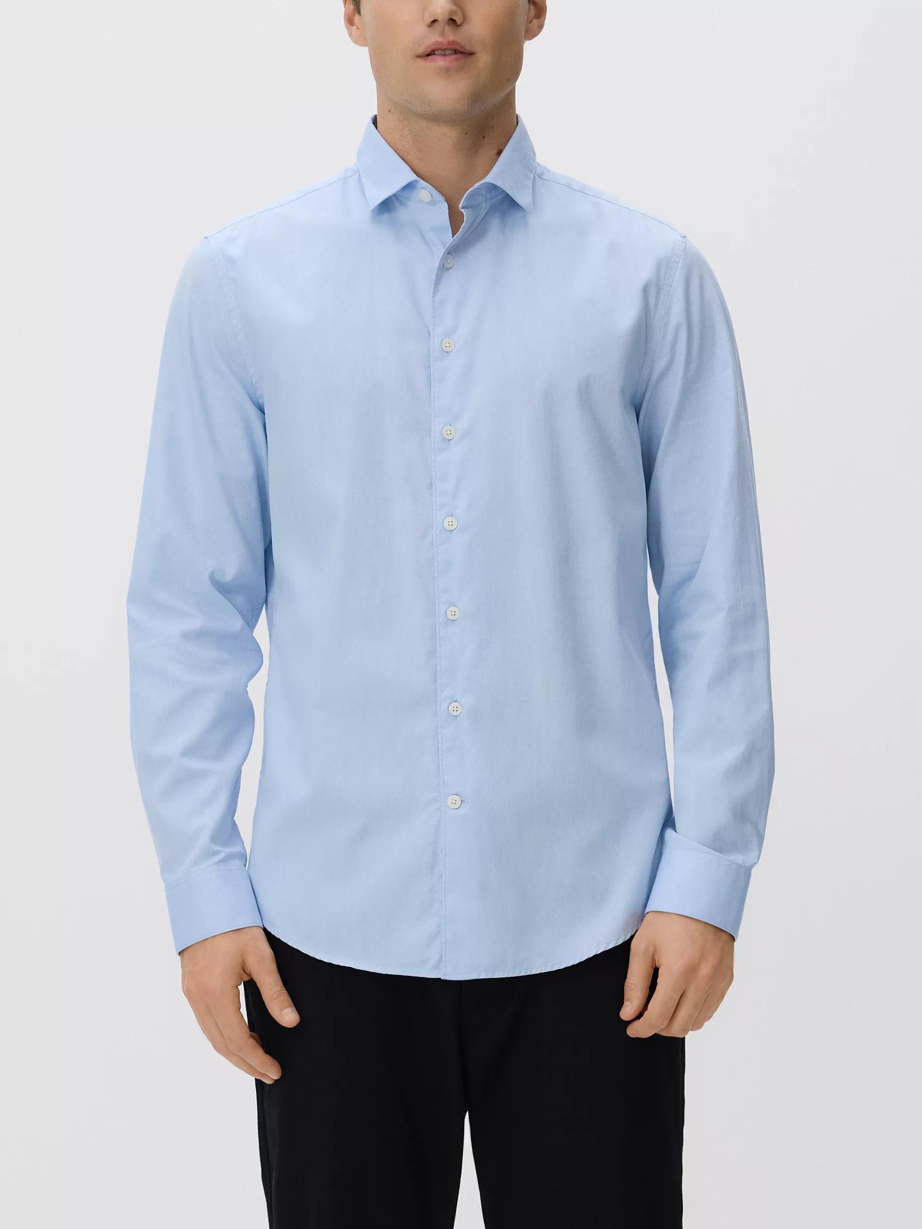 Blue Slim Fit Egyptian Cotton Shirt, Blue, large image number 2
