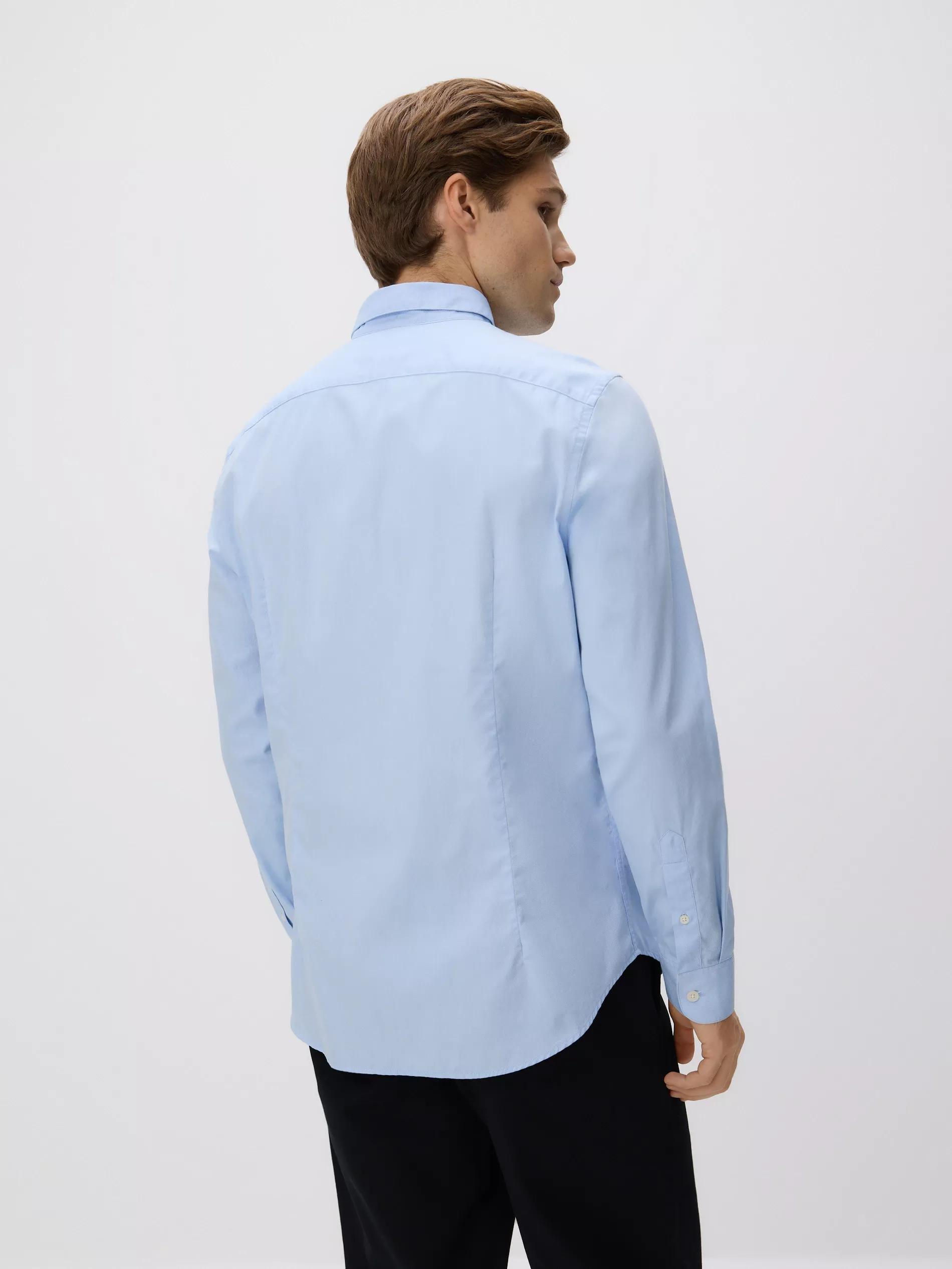 Blue Slim Fit Egyptian Cotton Shirt, Blue, large image number 3